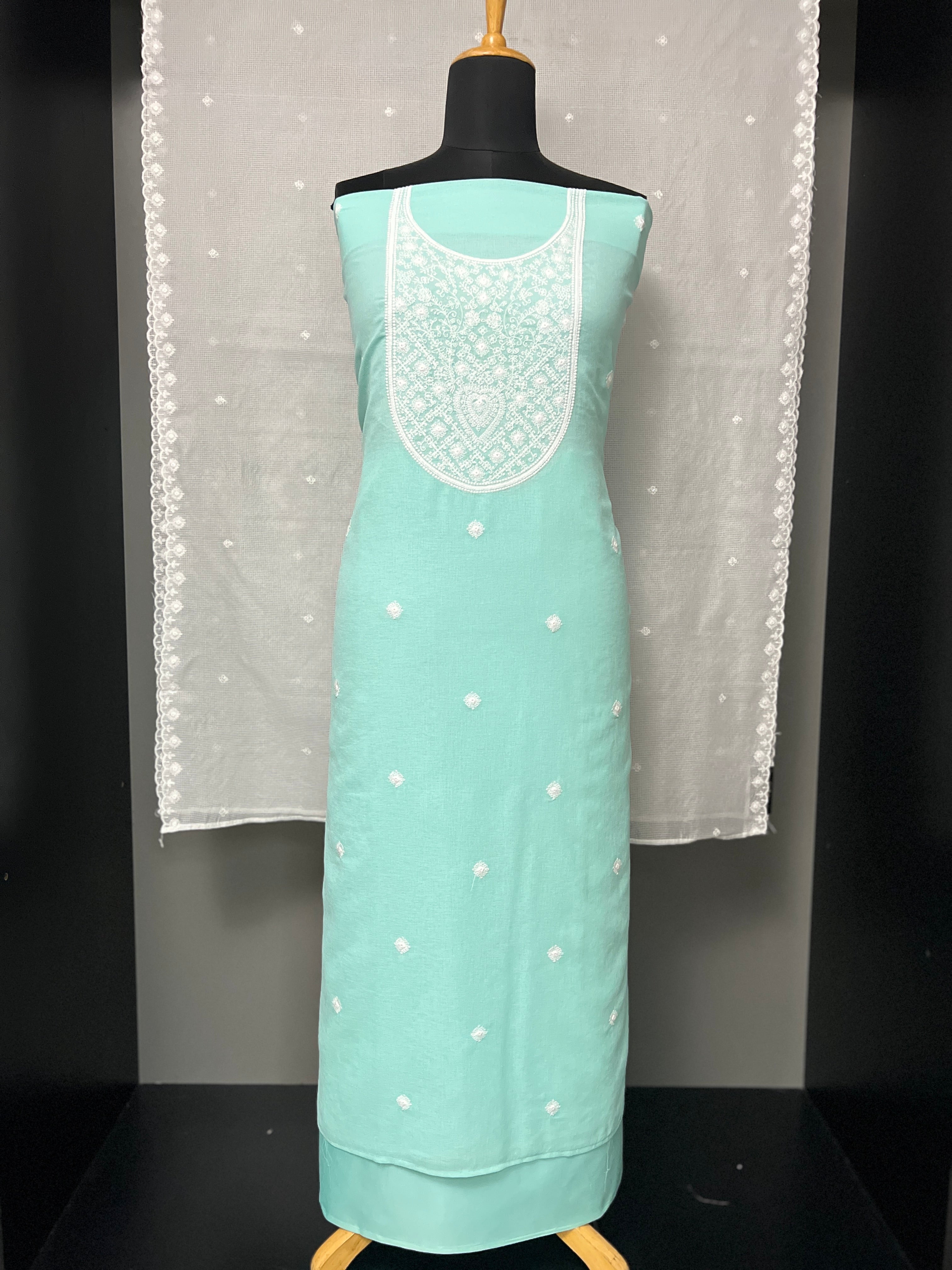 Machine Embroidered Manipuri Check Kota Salwar Set | SP160