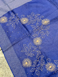 Floral Embroidered Tussar Saree | RGD243