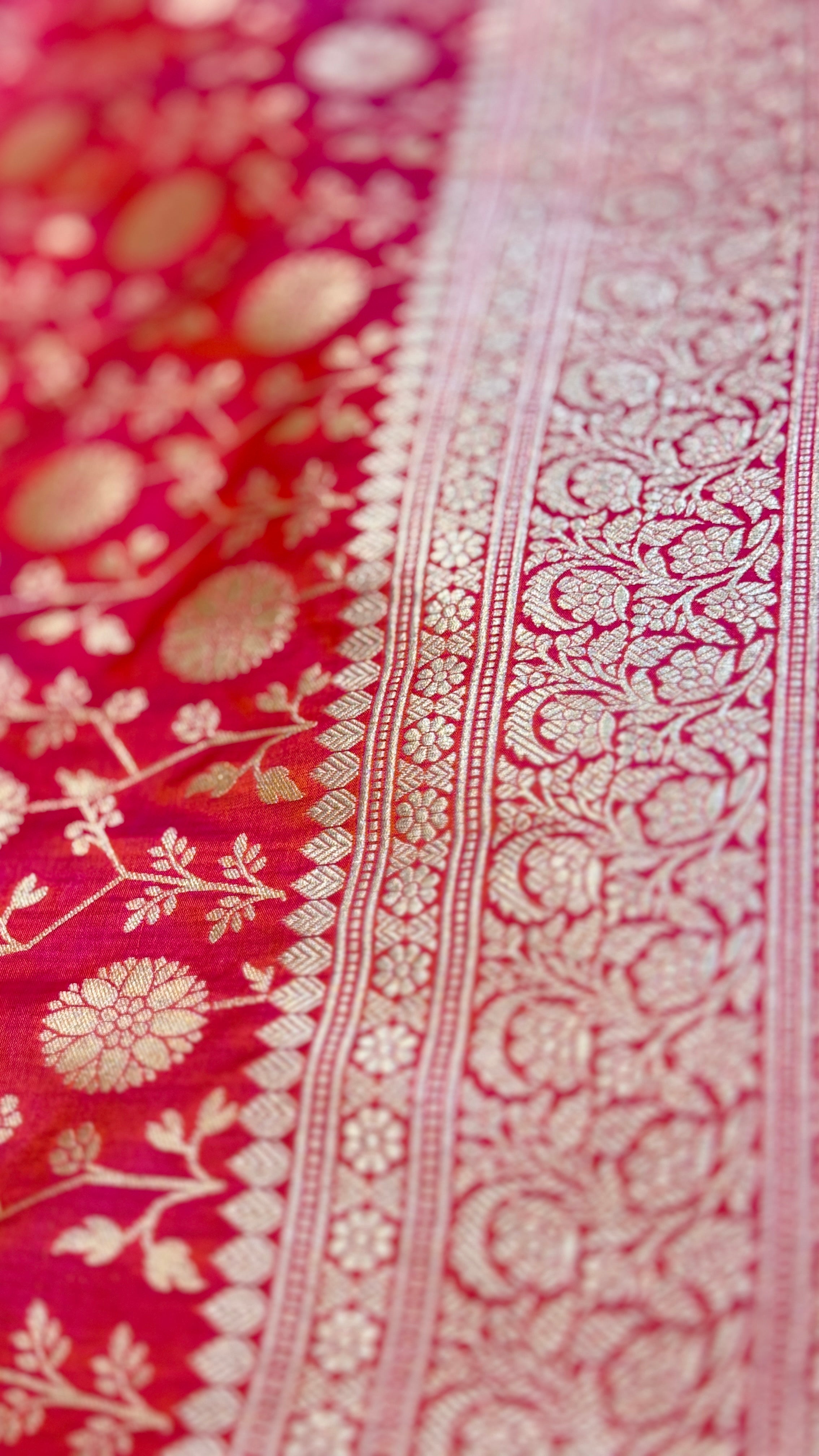 Handwoven Floral Motif Banarasi with Geometric Design | KMM103