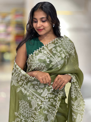 Embroidered Crushed Tissue Organza Saree | SHC125