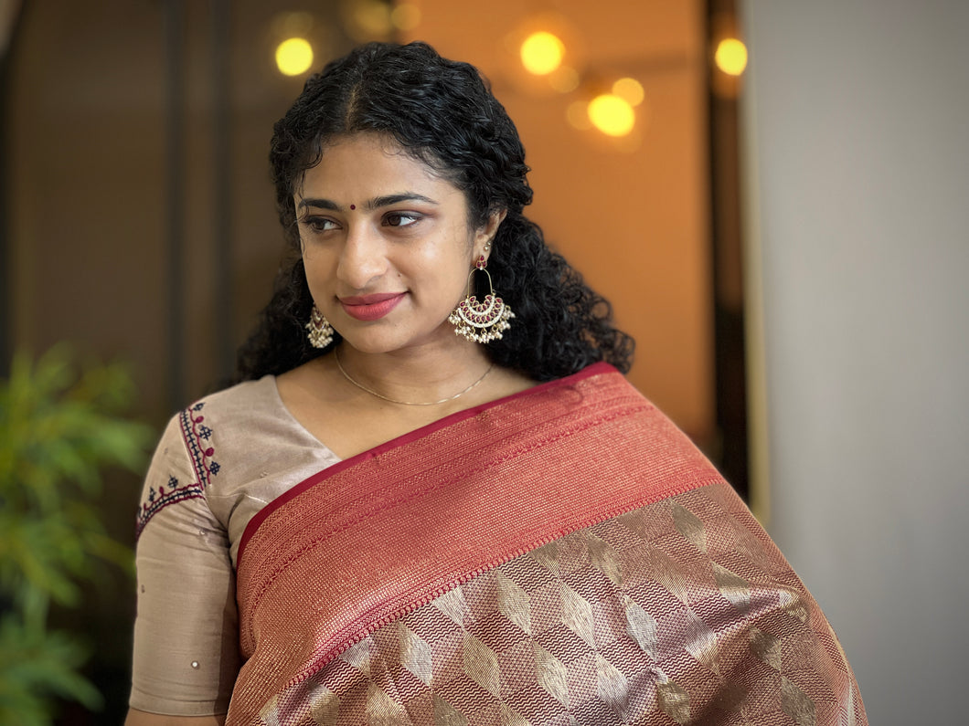 Geometric Patterned Kanchipuram Saree | OM182