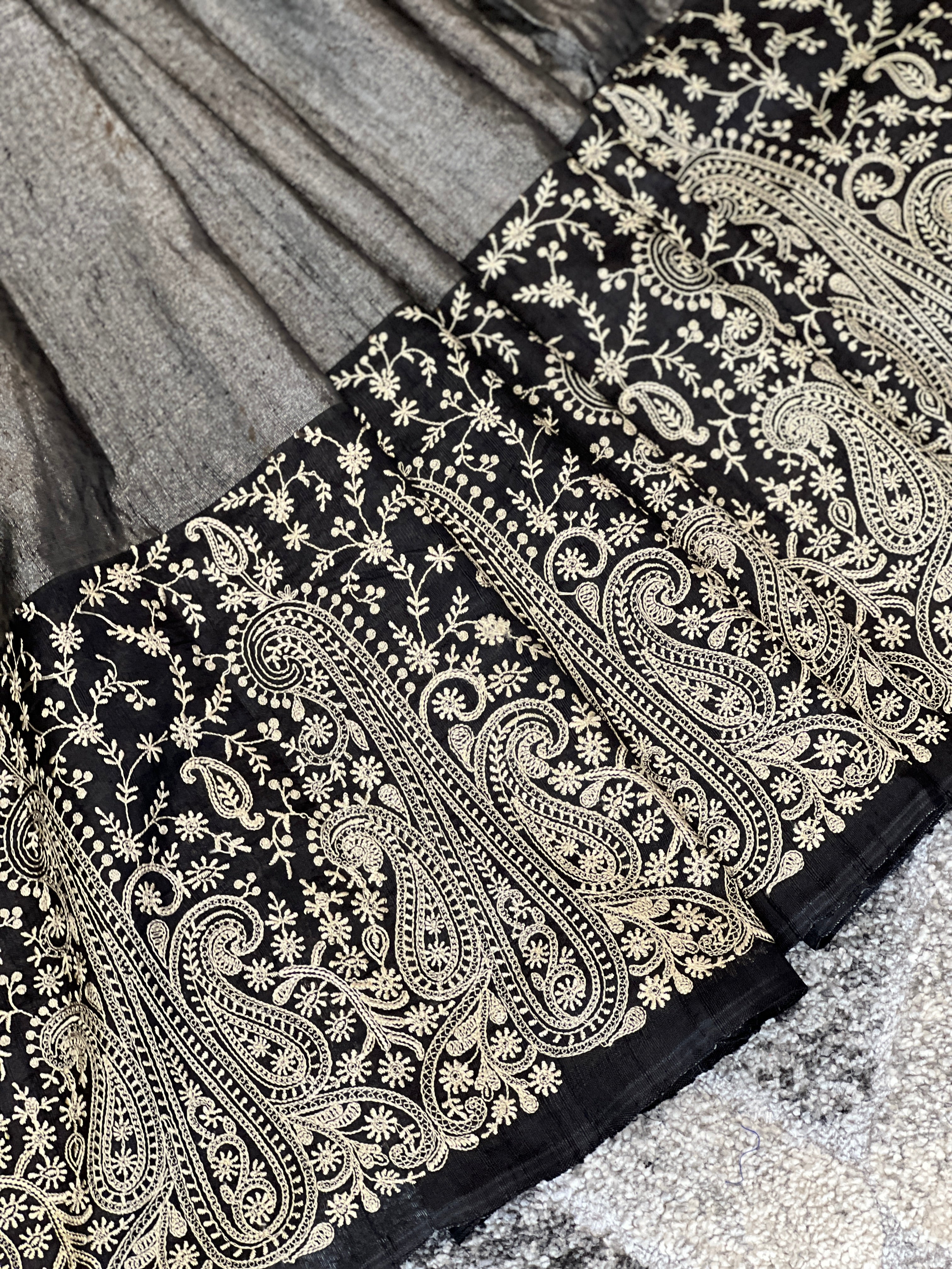 Banarasi Long Paisley Bordered Raw Silk Saree | RGD303