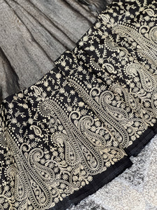 Banarasi Long Paisley Bordered Raw Silk Saree | RGD303