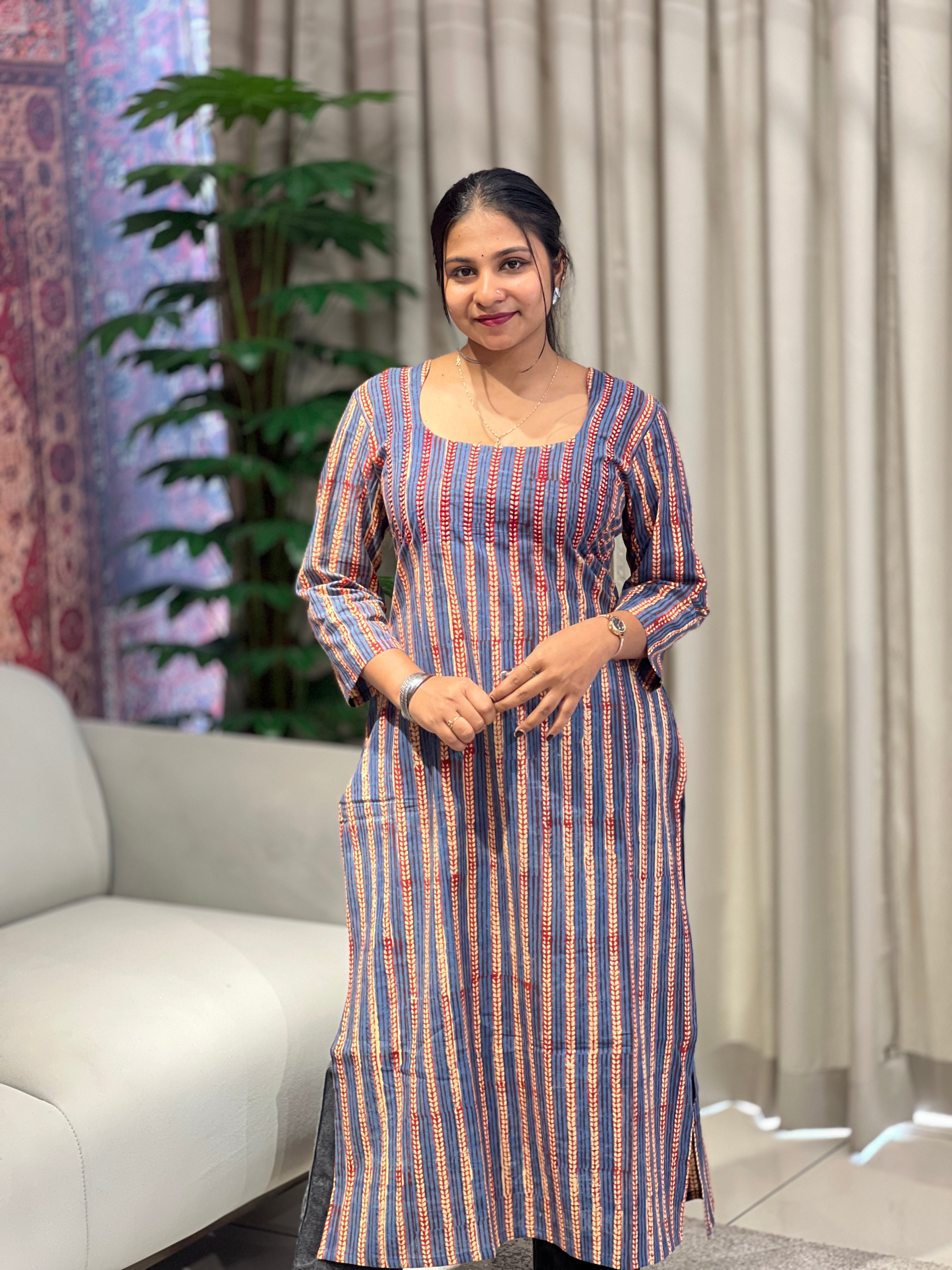 Embroidery Highlighted Cotton Kurta | DNT976