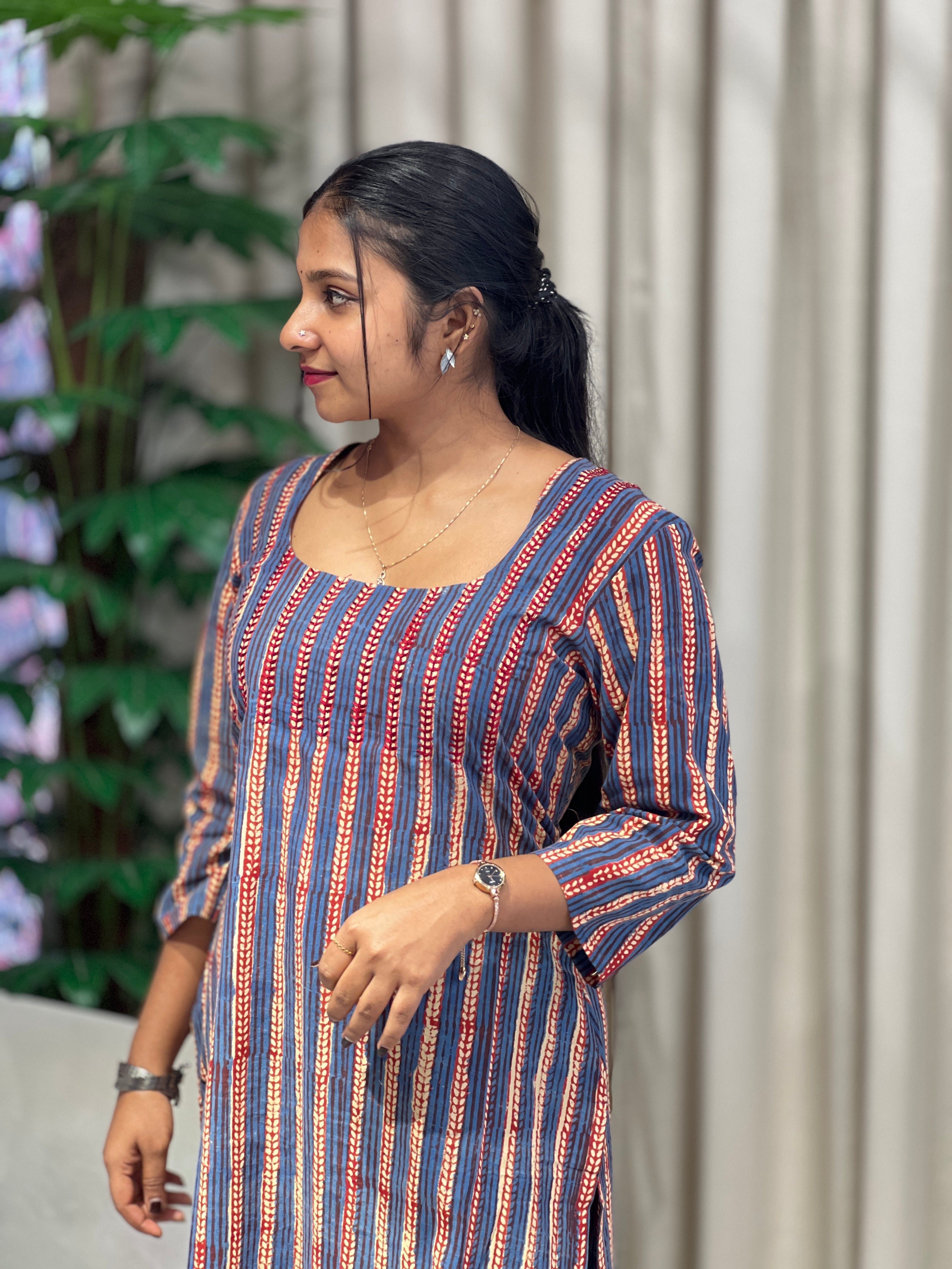 Embroidery Highlighted Cotton Kurta | DNT976