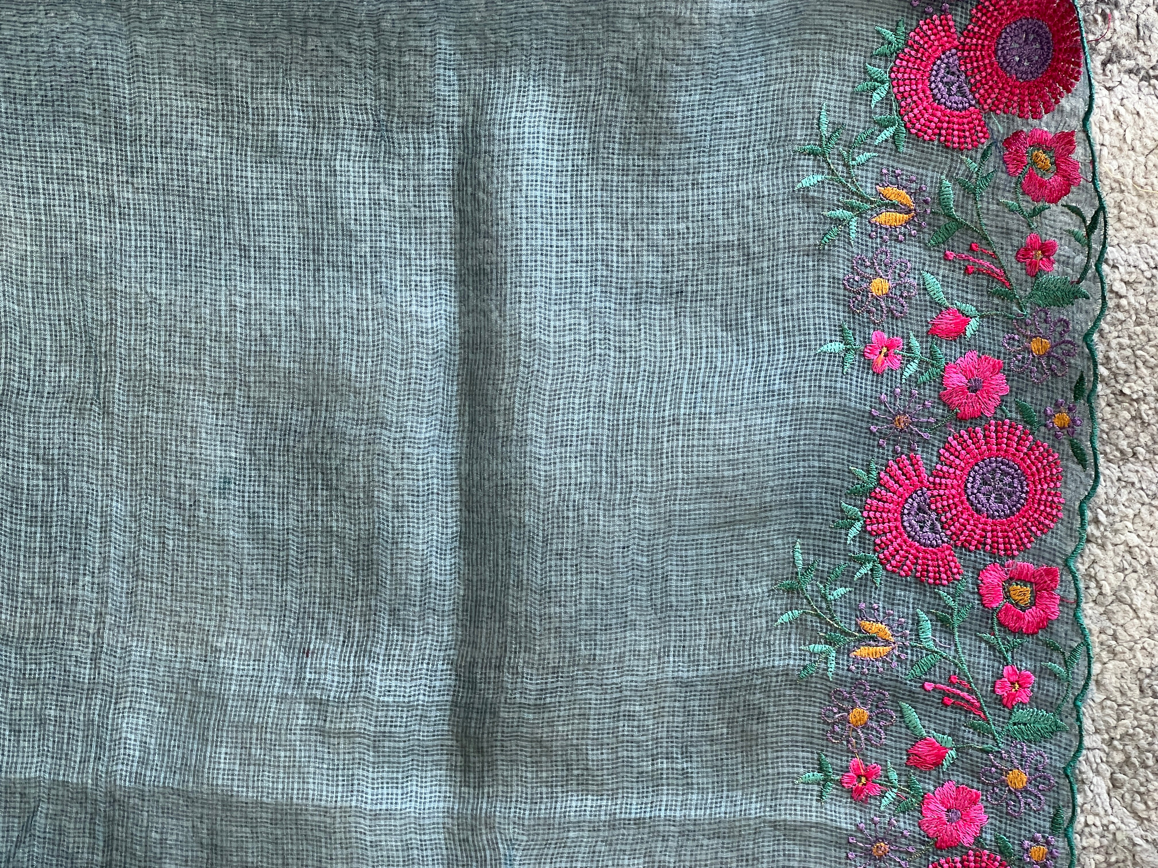 Floral Embroidery Tussar Kota Saree | SBS871