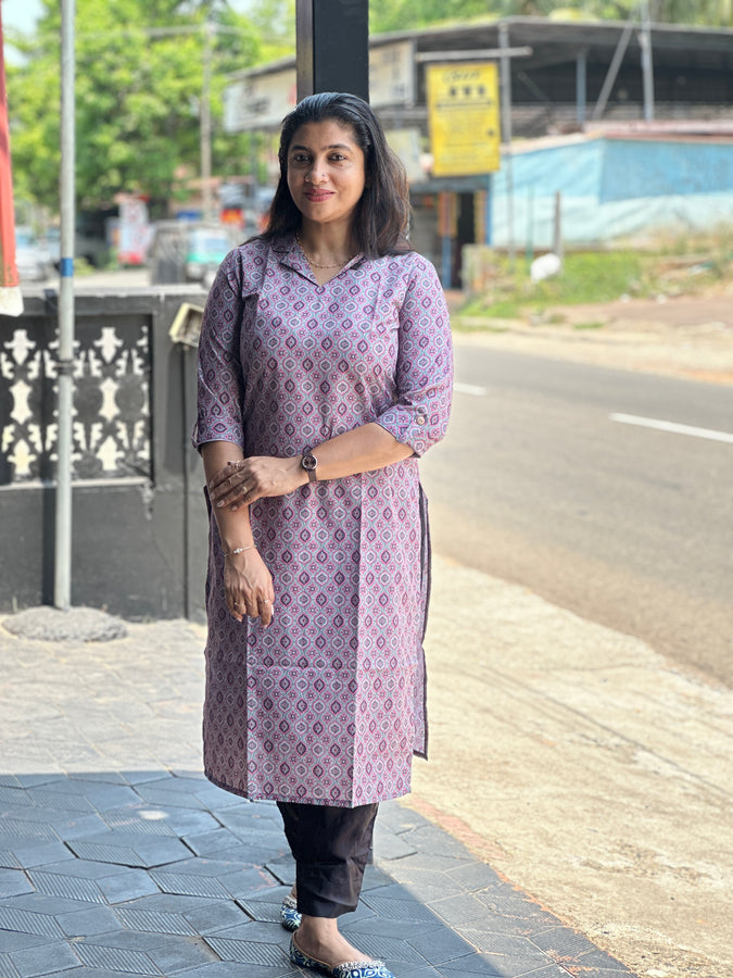 Ajrak Printed Cotton Kurta | GHB114