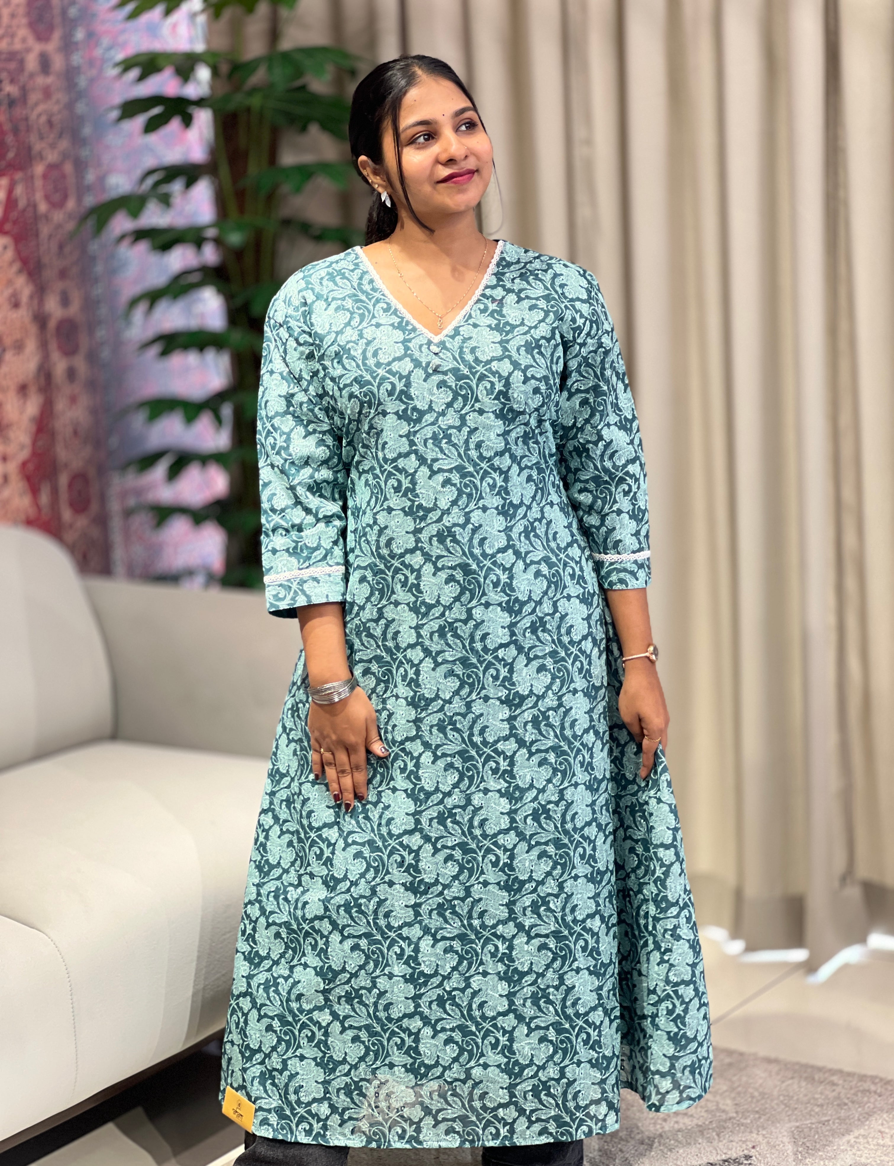 Printed Cotton A-Line Cotton Kurta | DNT959