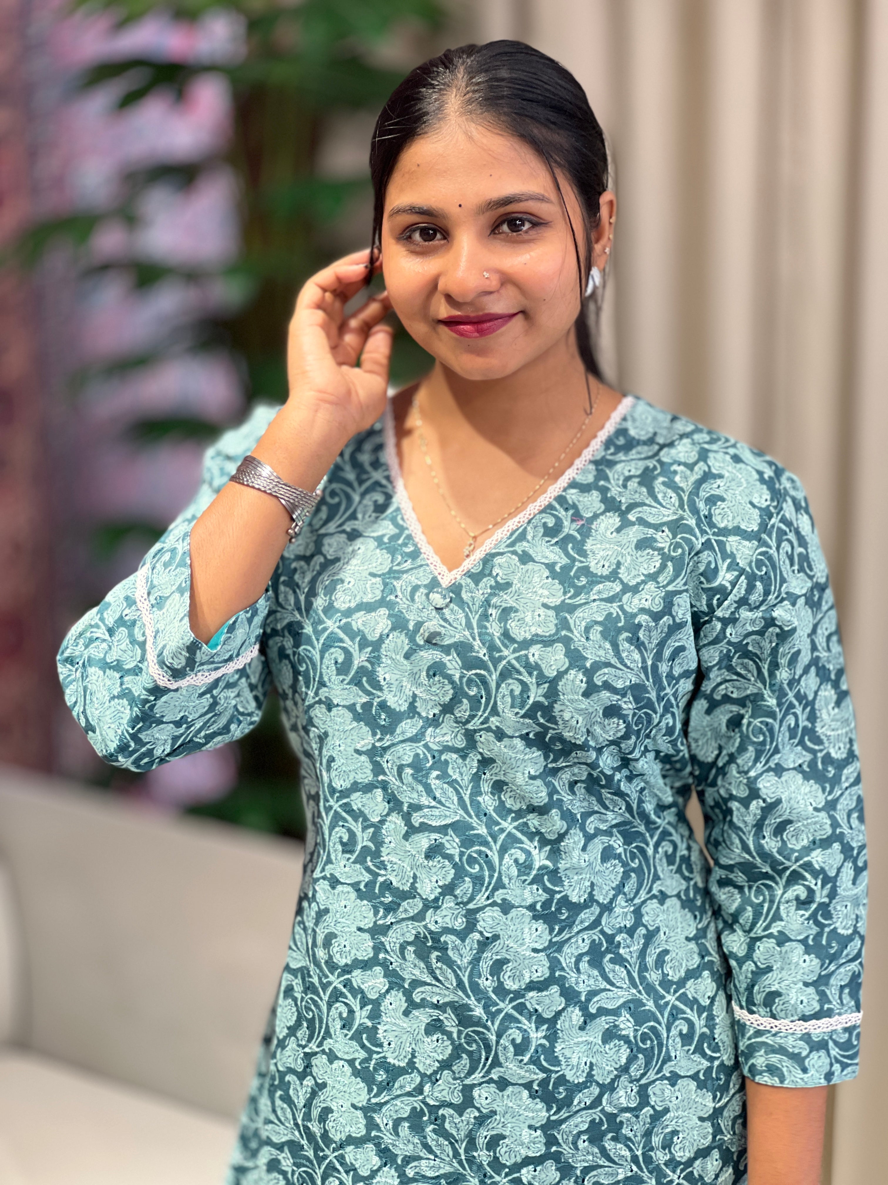 Printed Cotton A-Line Cotton Kurta | DNT959