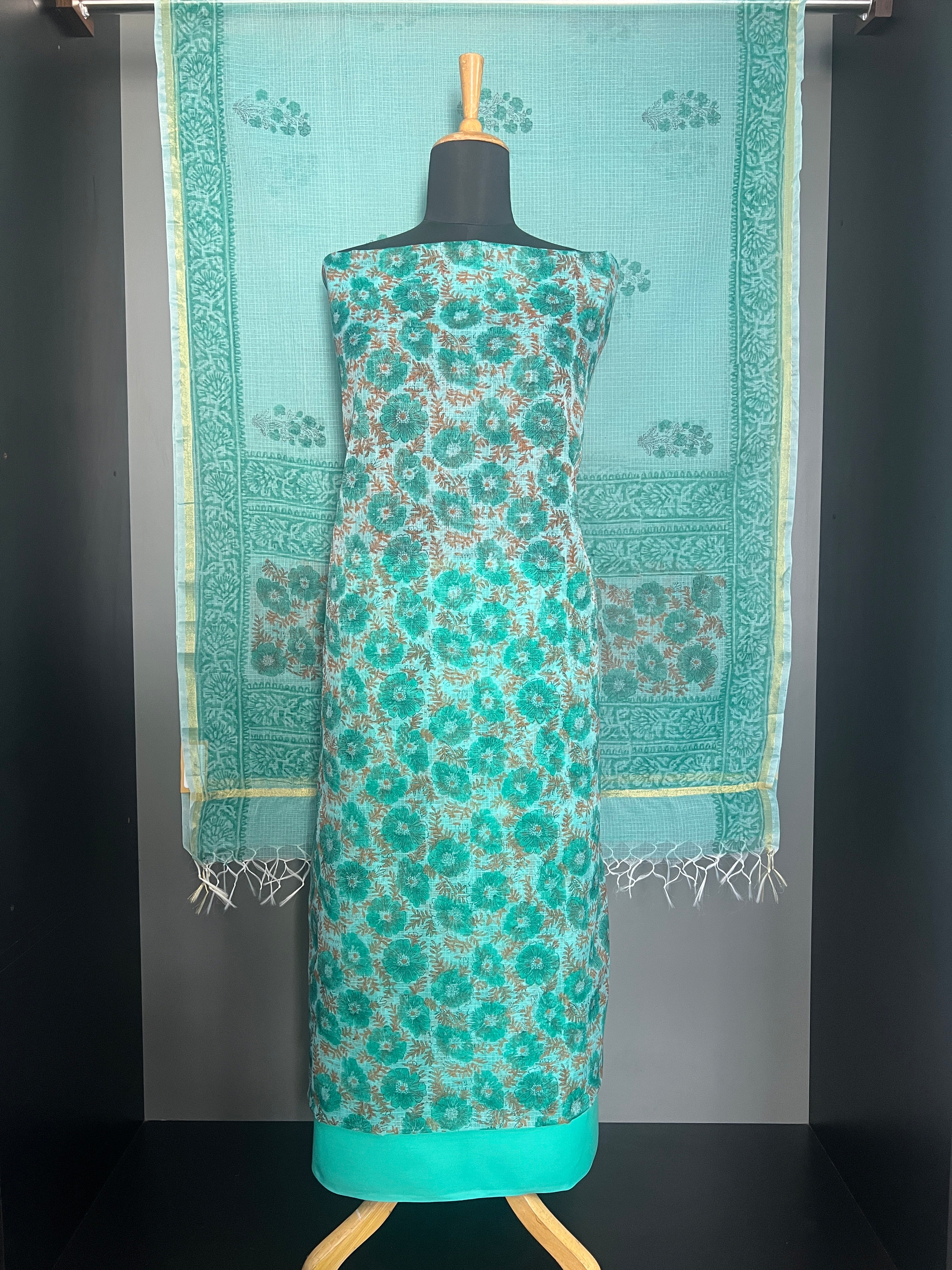 Hand Block Floral Printed Kota Salwar Set | RK330