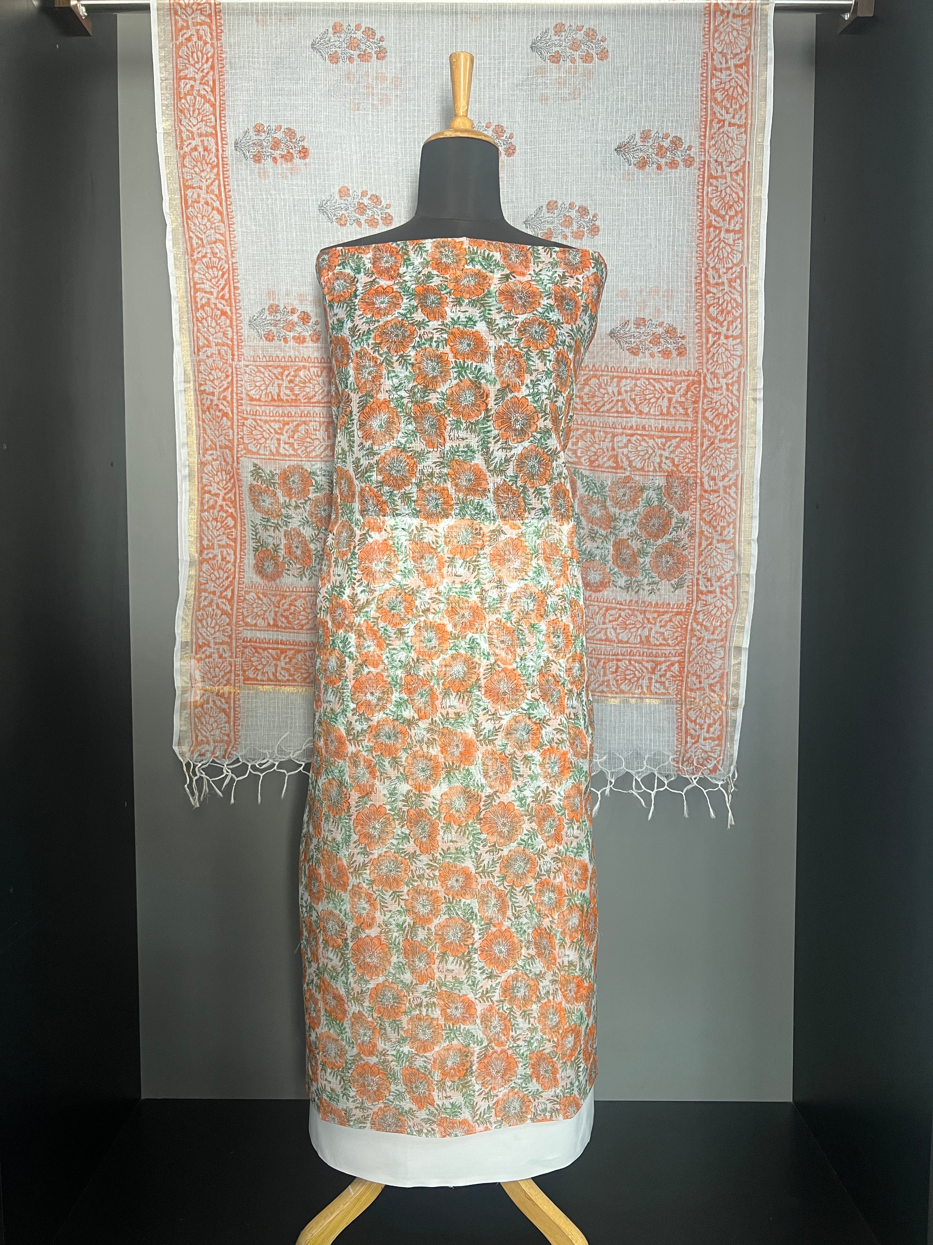 Hand Block Floral Printed Kota Salwar Set | RK333