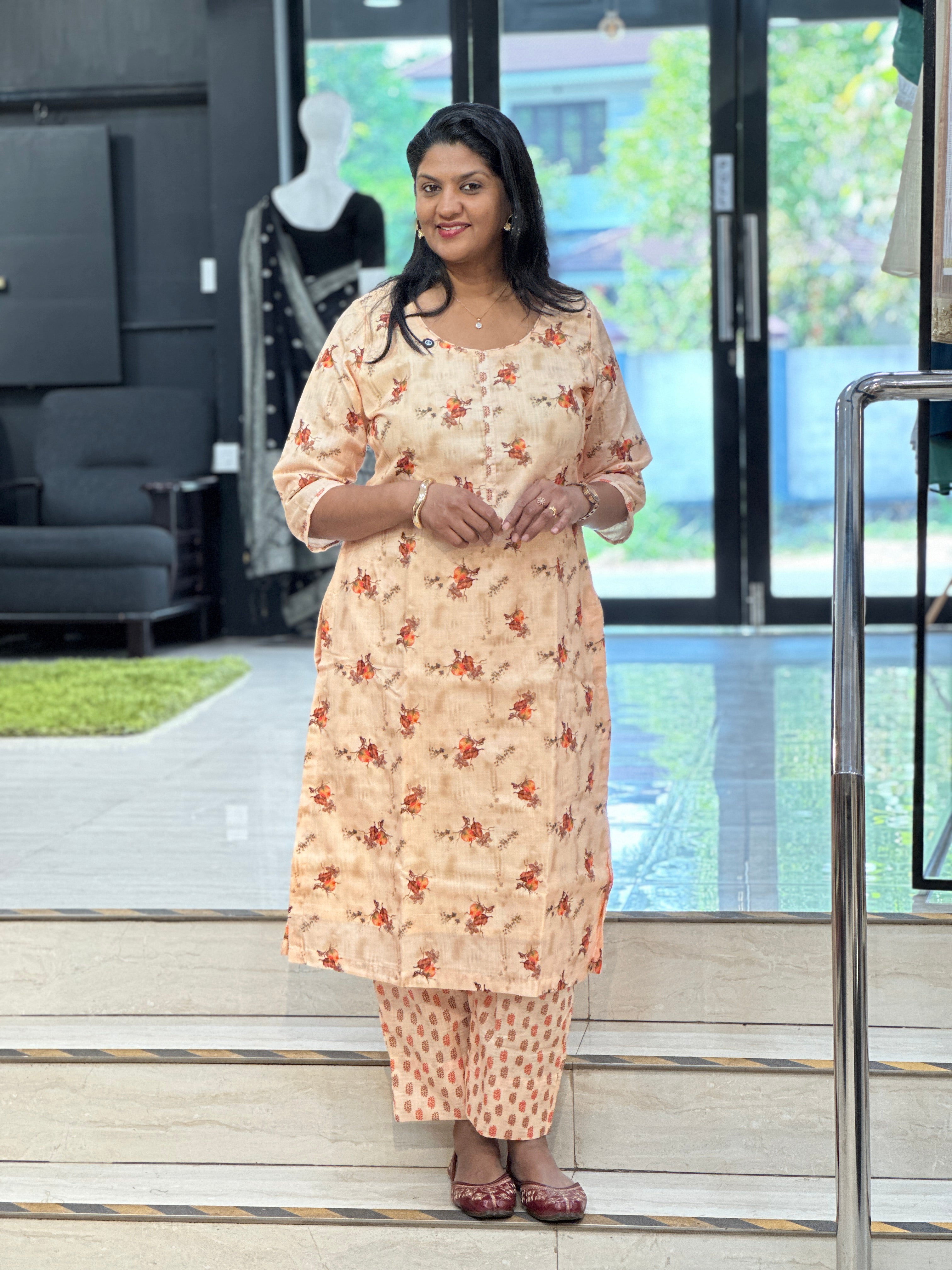 Digital Print Slub Cotton Kurta Set | SV236