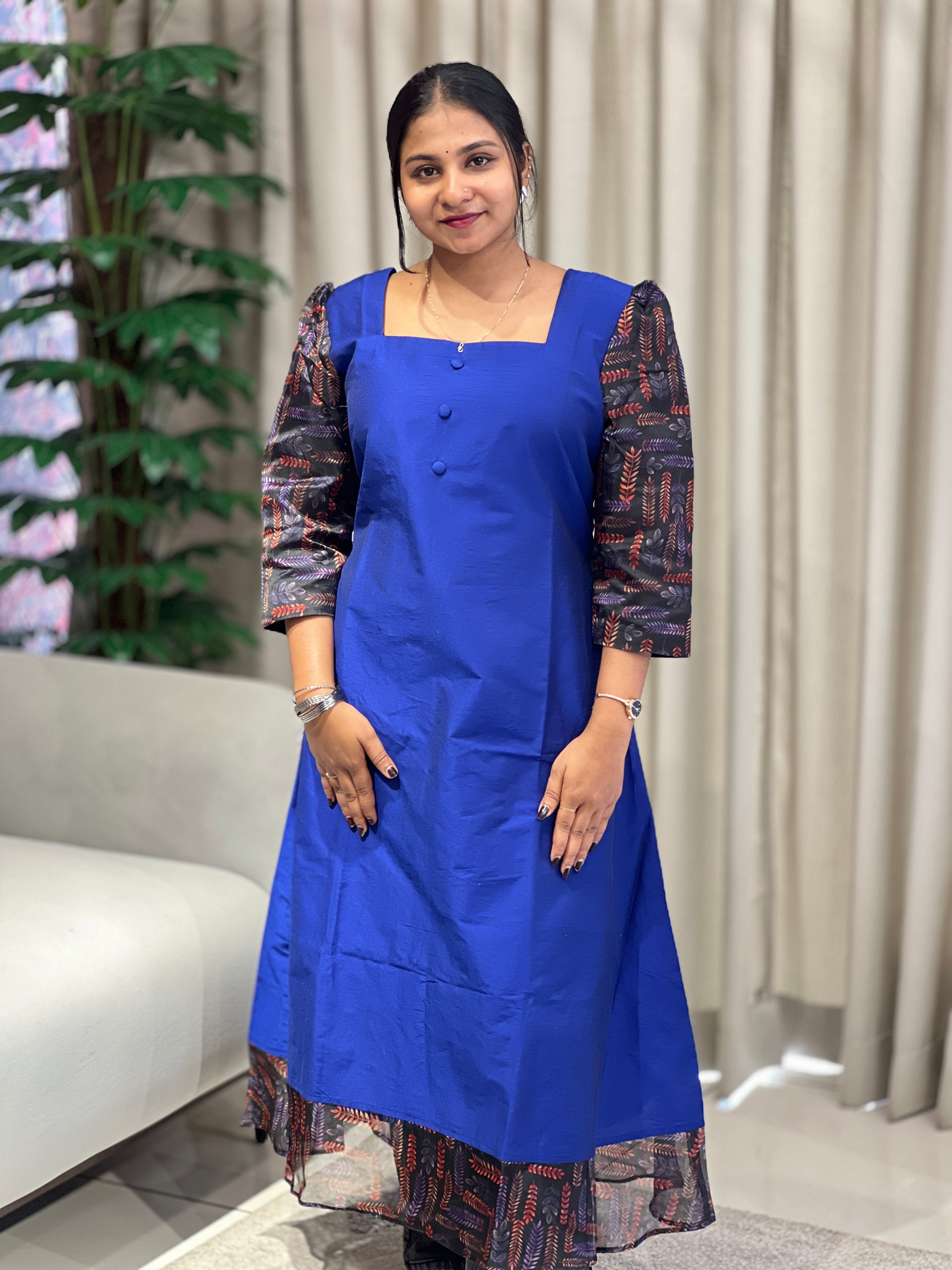 Button Detailed Raw Silk Kurta | DNT974