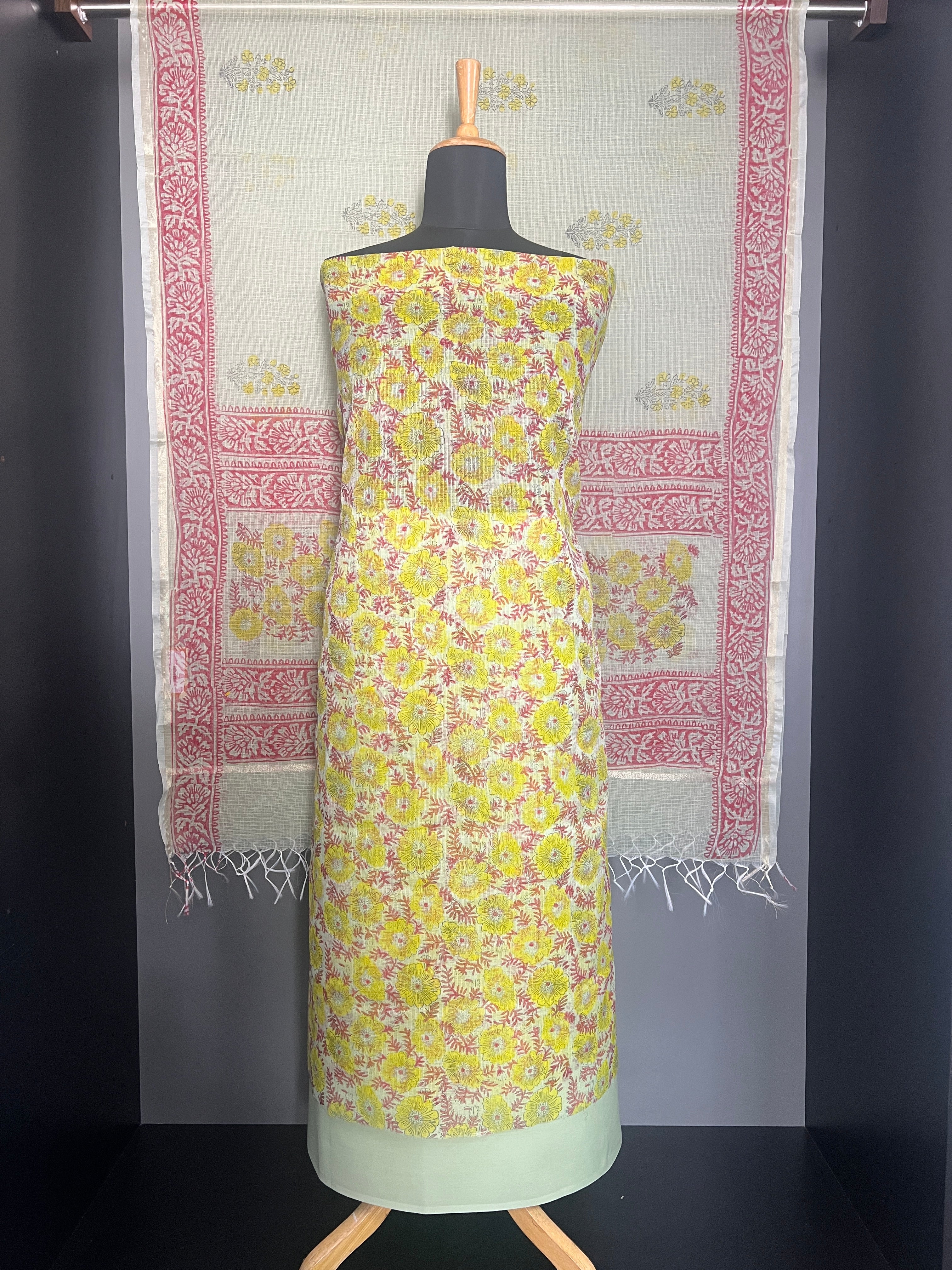 Hand Block Floral Printed Kota Salwar Set | RK332