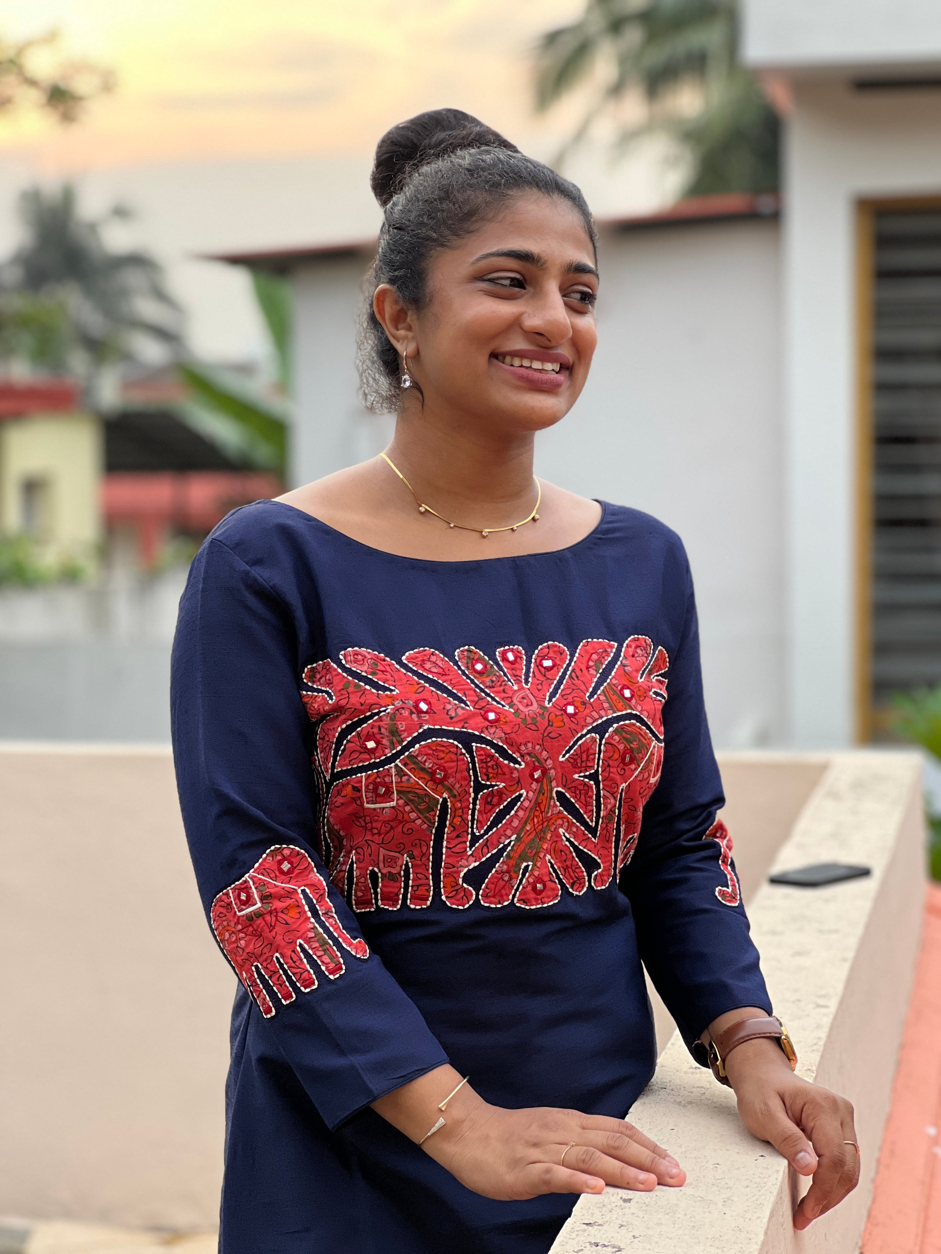 Applique Work PV Material Kurta Material | DN720