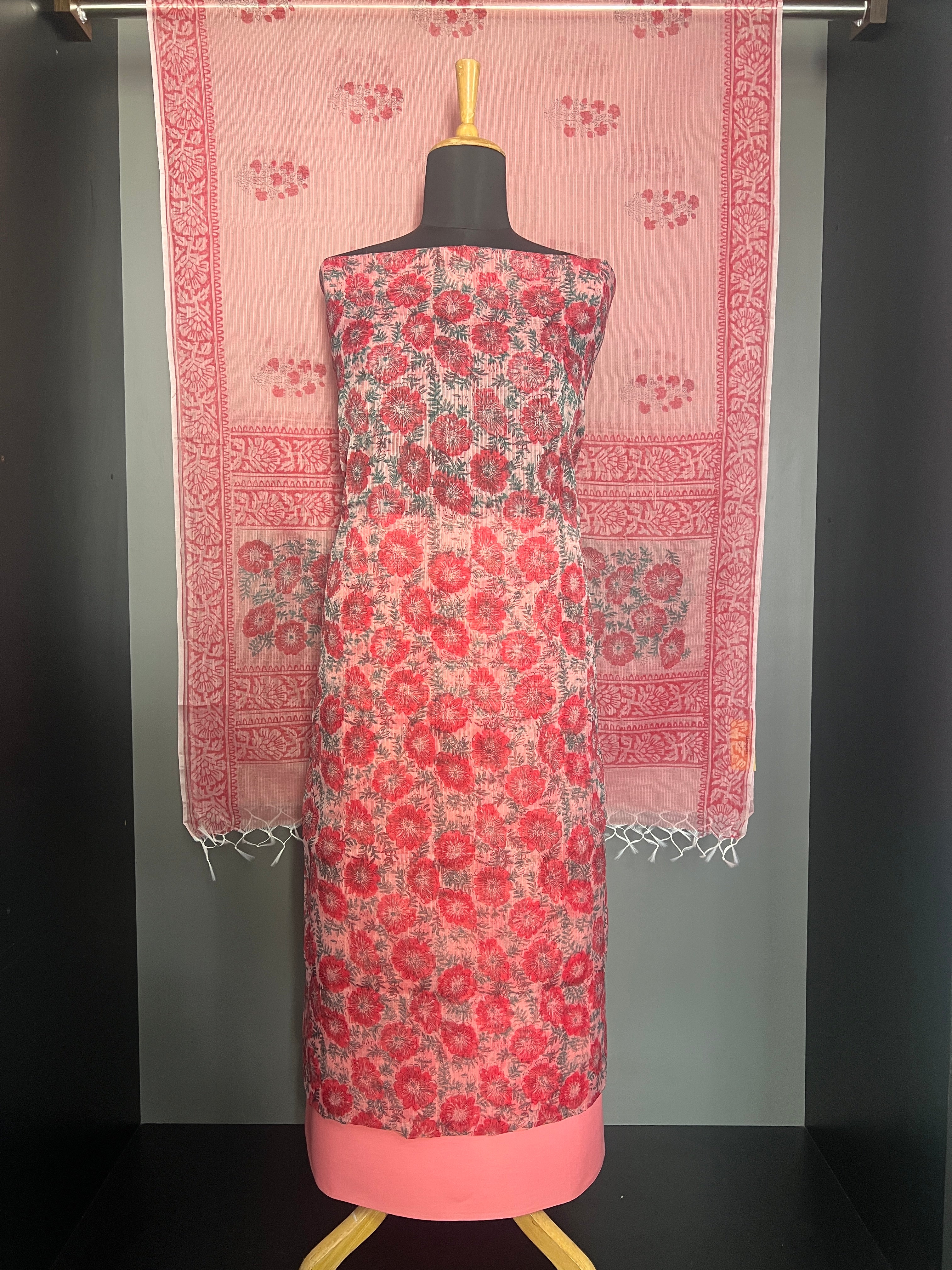 Hand Block Floral Printed Kota Salwar Set | RK331