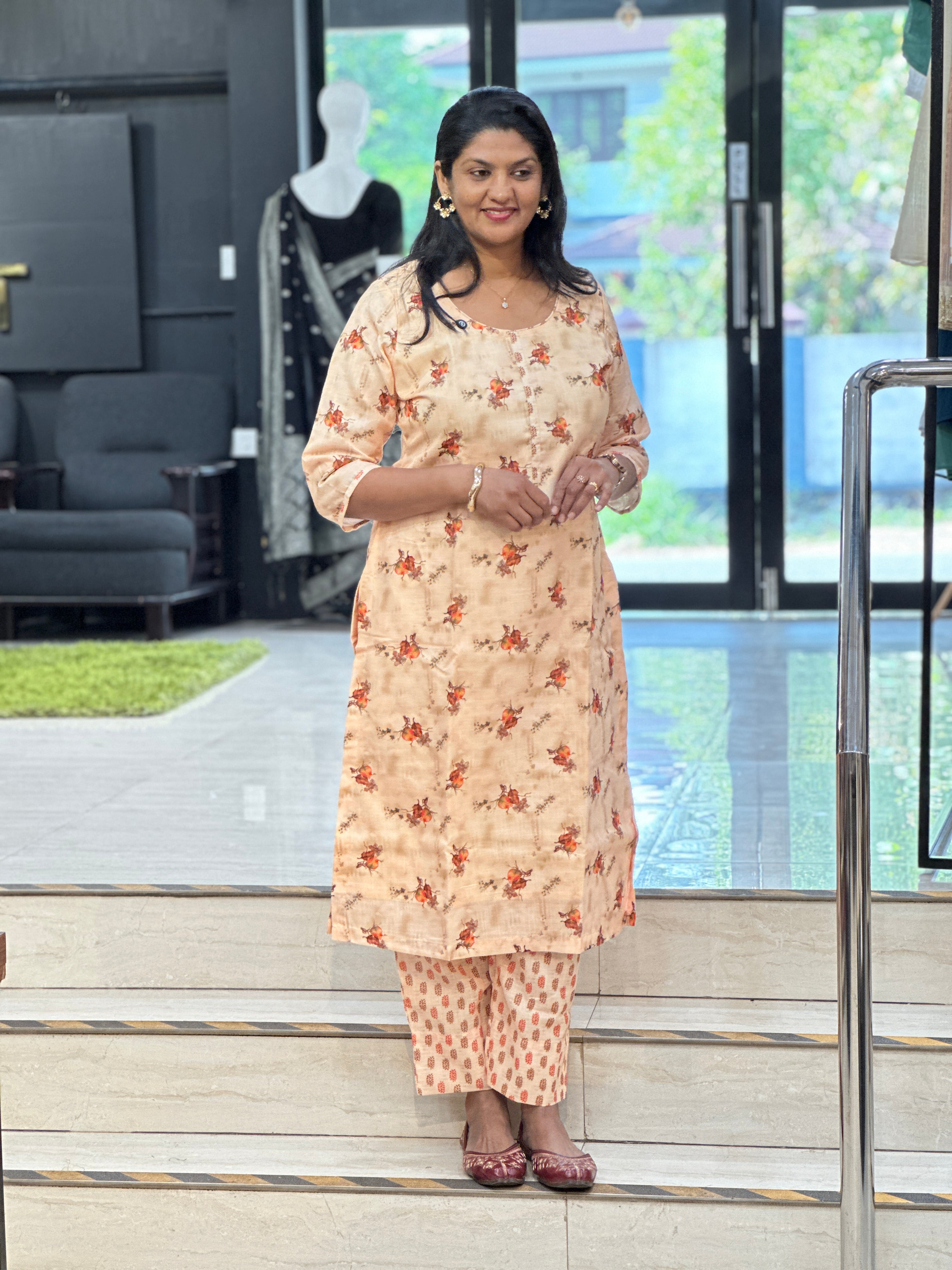 Digital Print Slub Cotton Kurta Set | SV236