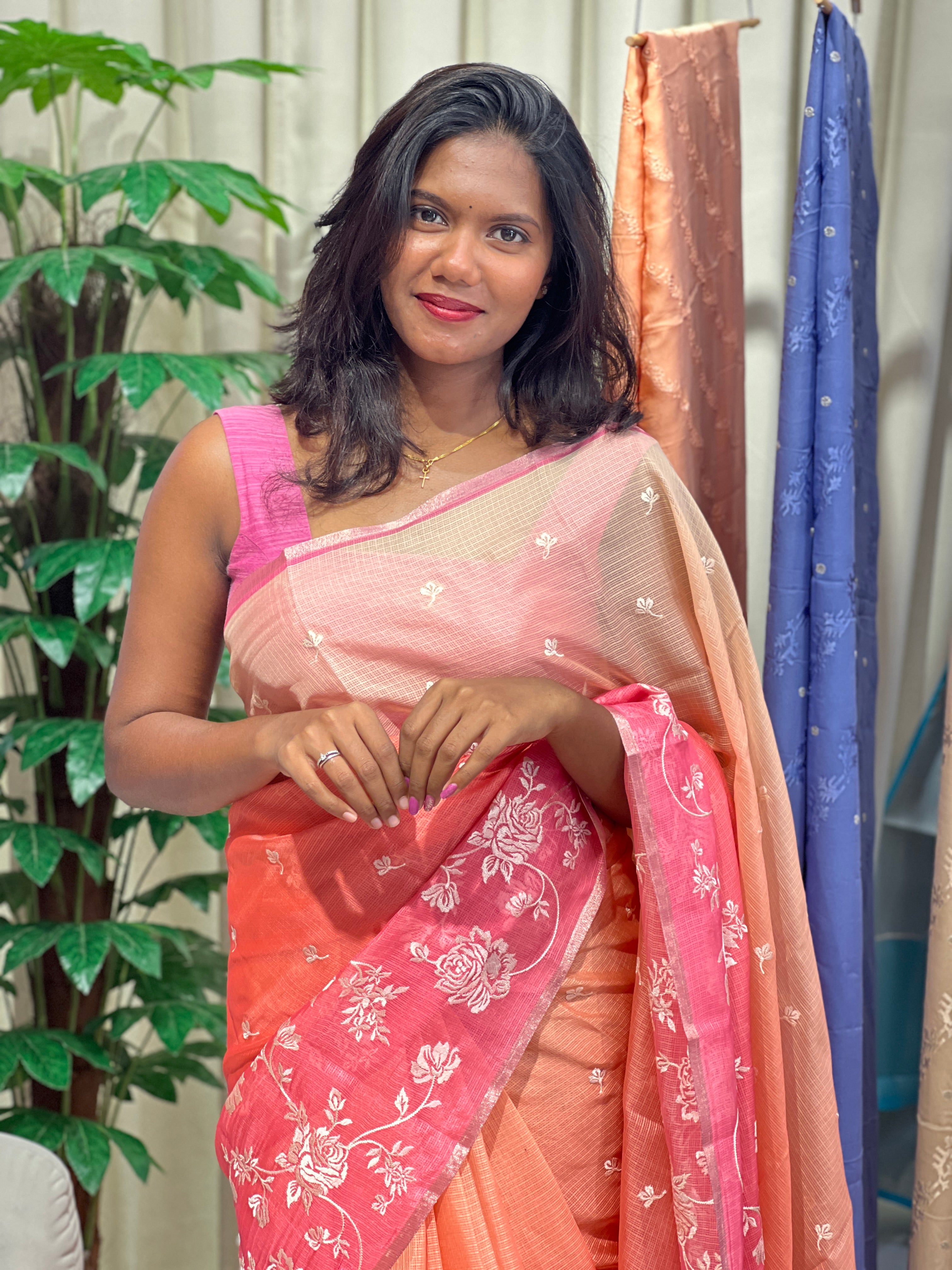 Machine Embroidery Silky Kota Saree | SVF222