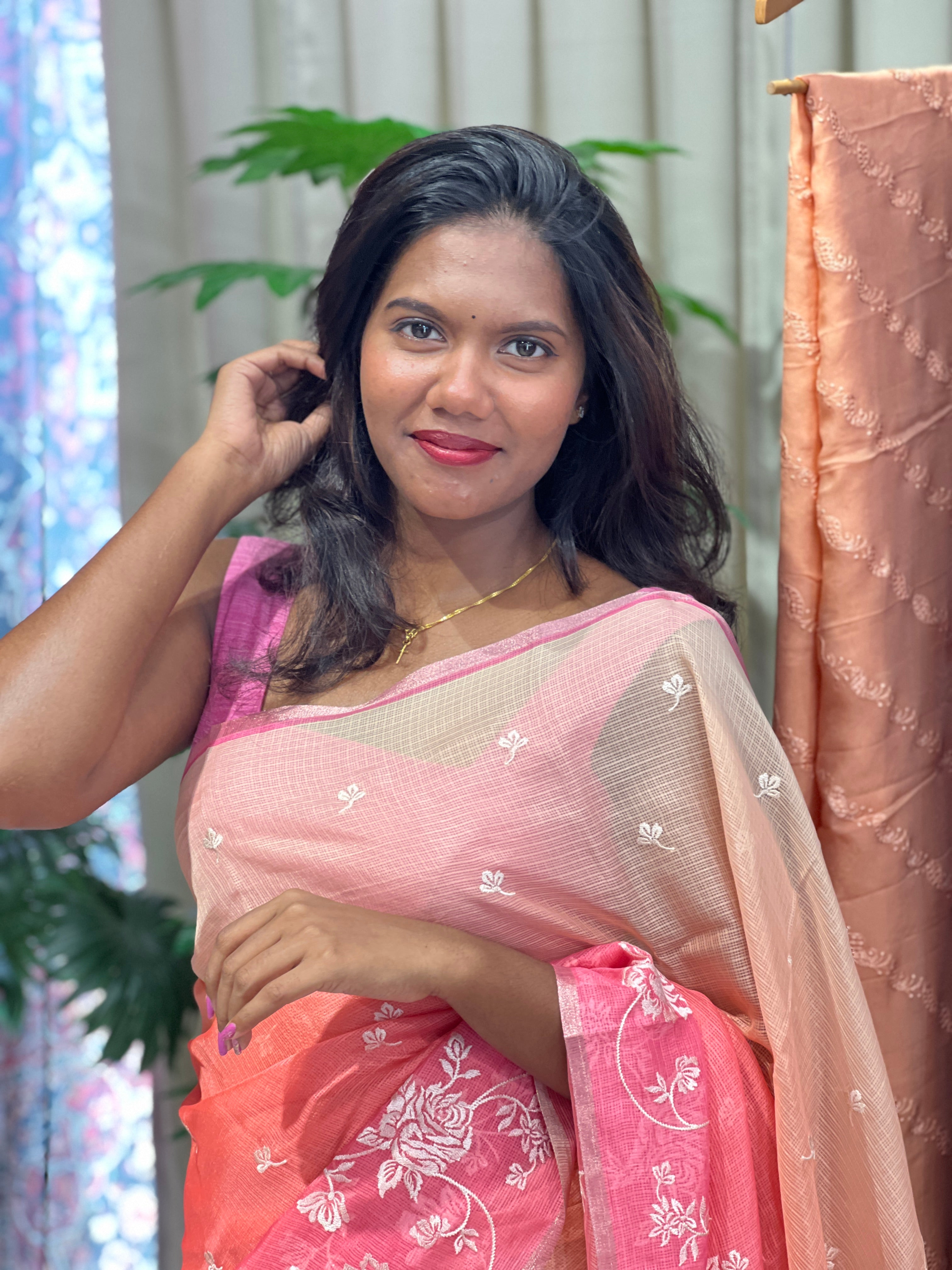 Machine Embroidery Silky Kota Saree | SVF222