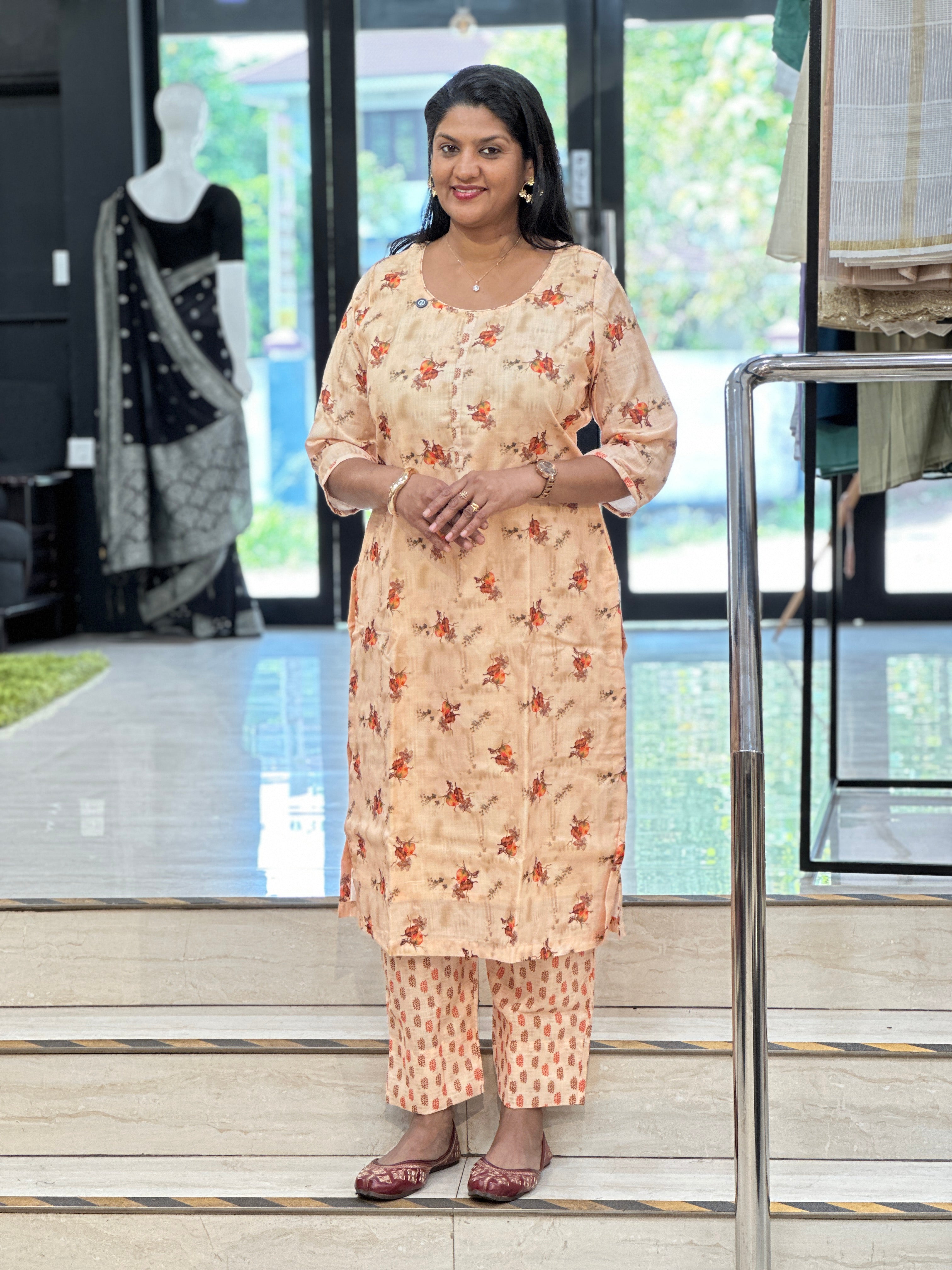 Digital Print Slub Cotton Kurta Set | SV236
