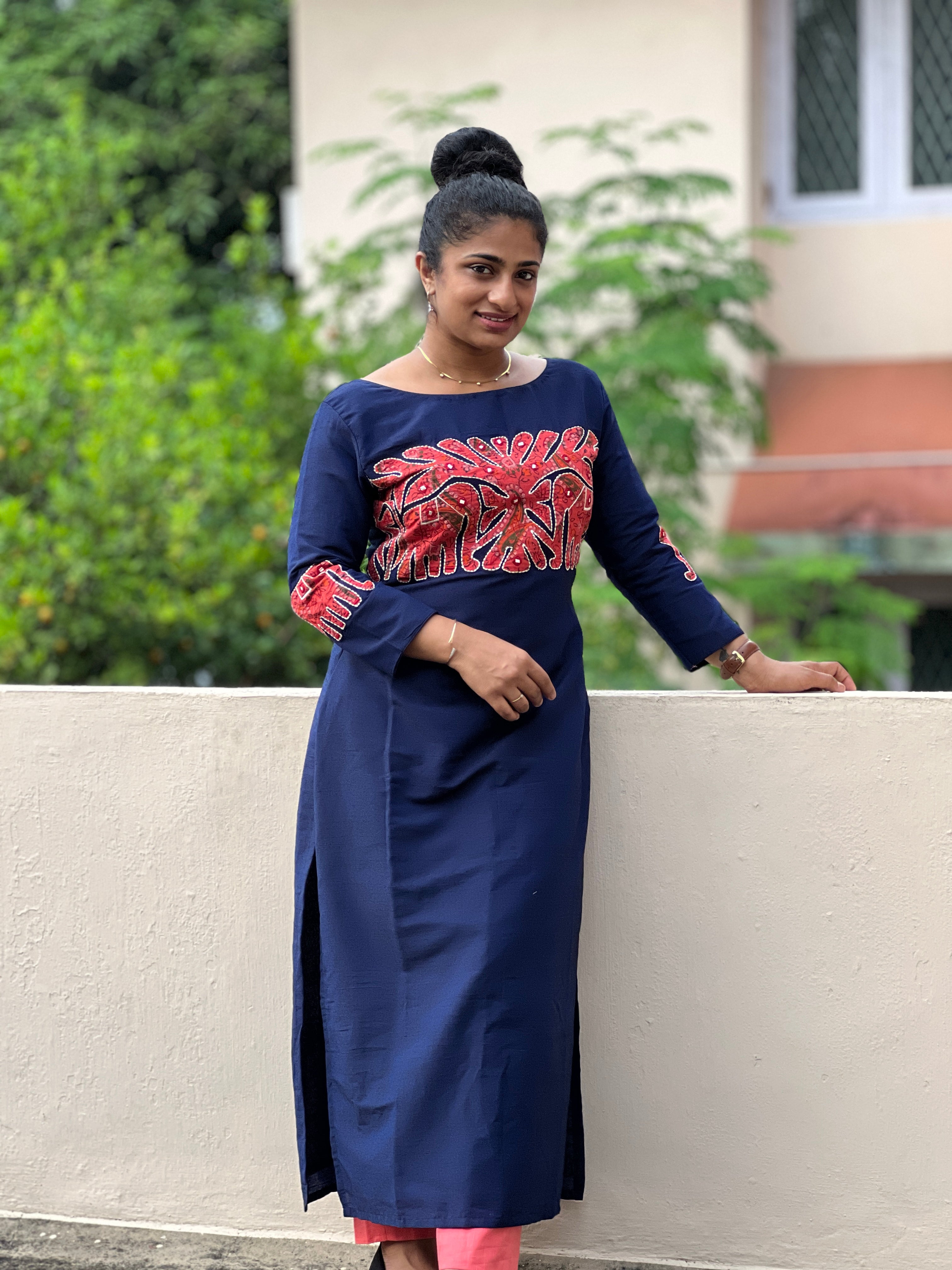 Applique Work PV Material Kurta Material | DN720