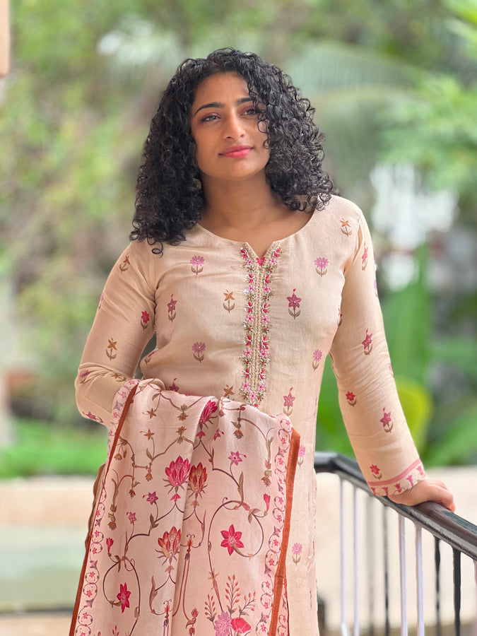 Floral Patterned Tissue Kurta Set | FW170