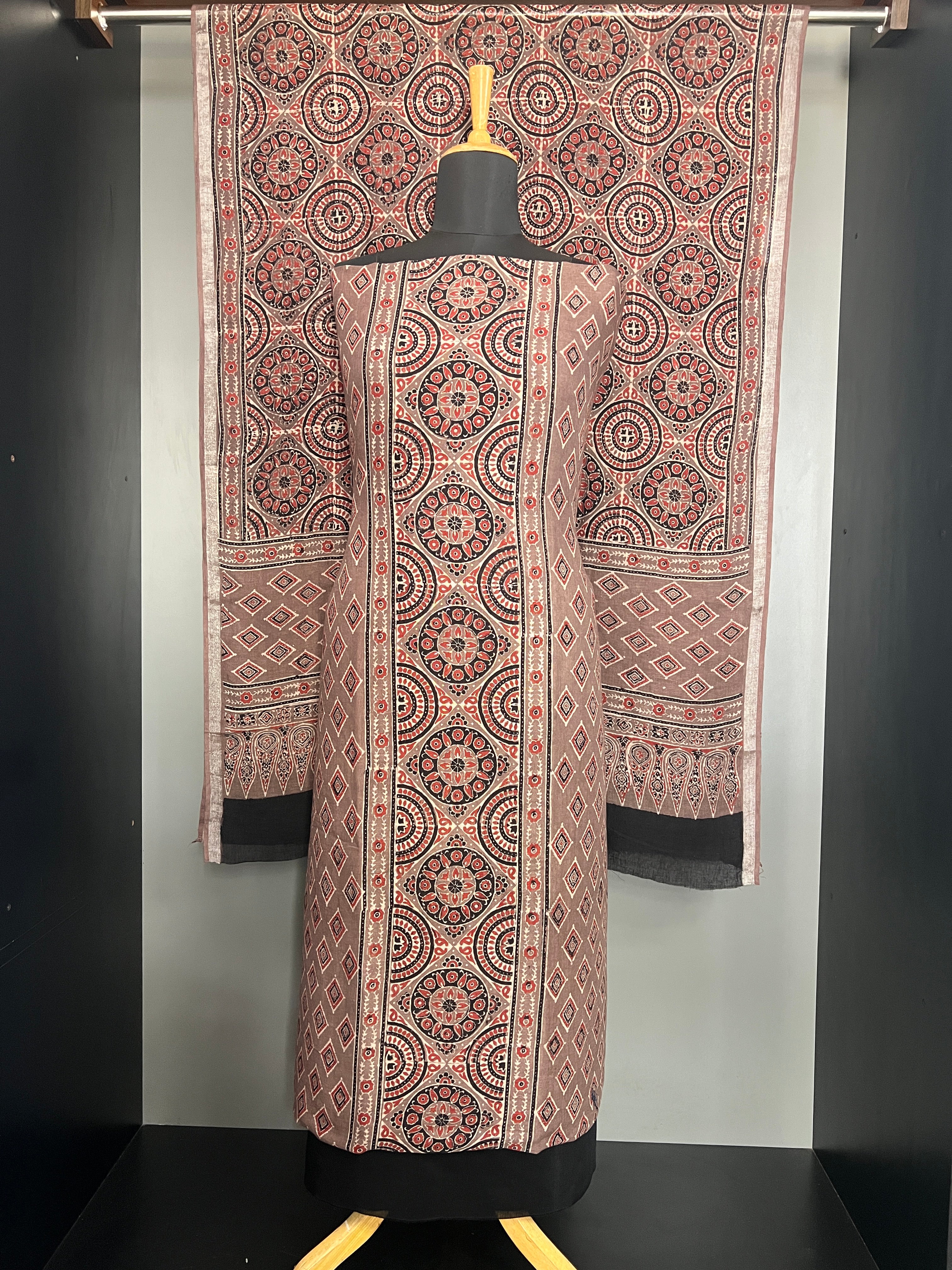 Block Printed Linen Salwar Set | HE257