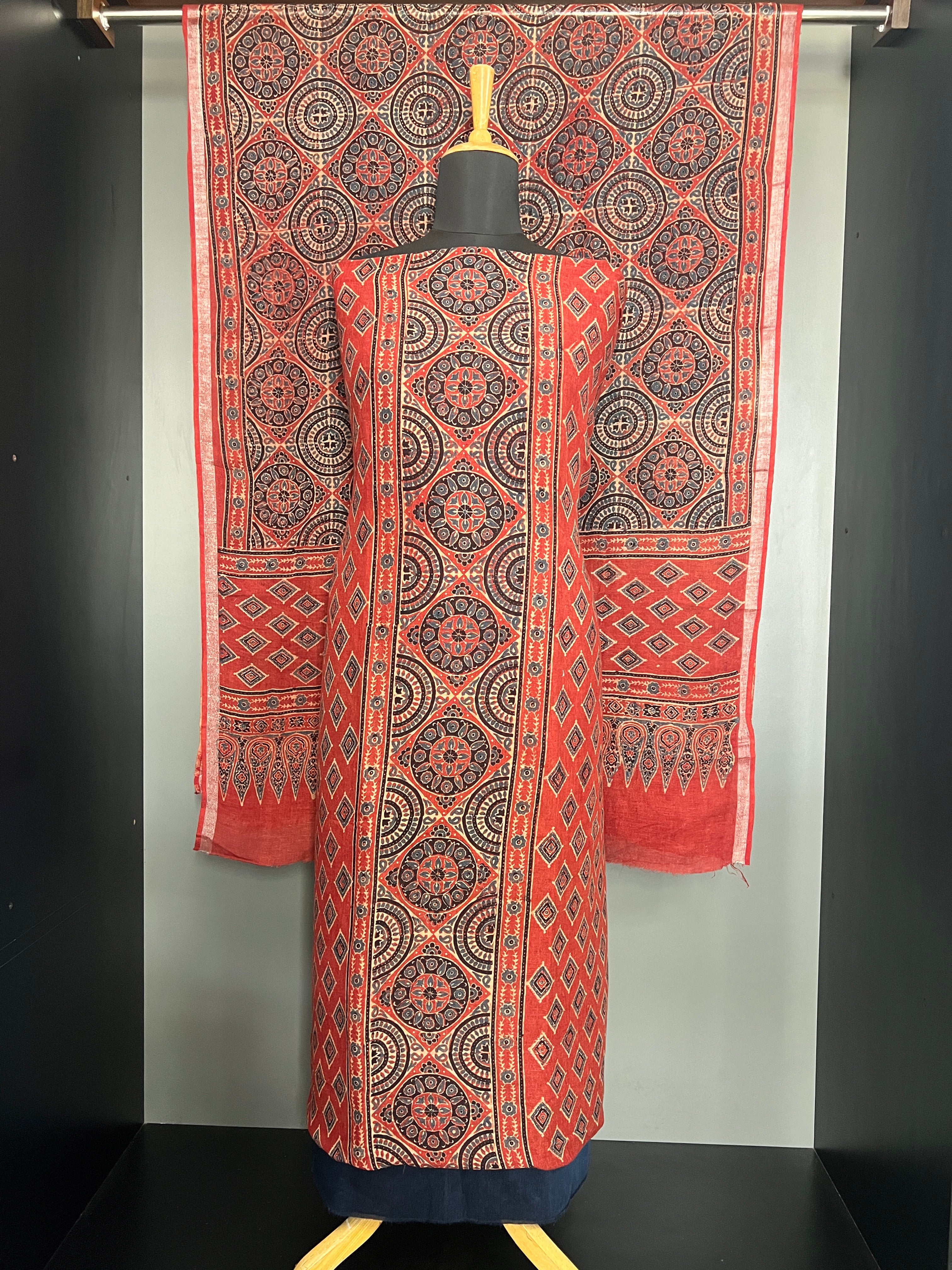 Block Printed Linen Salwar Set | HE259