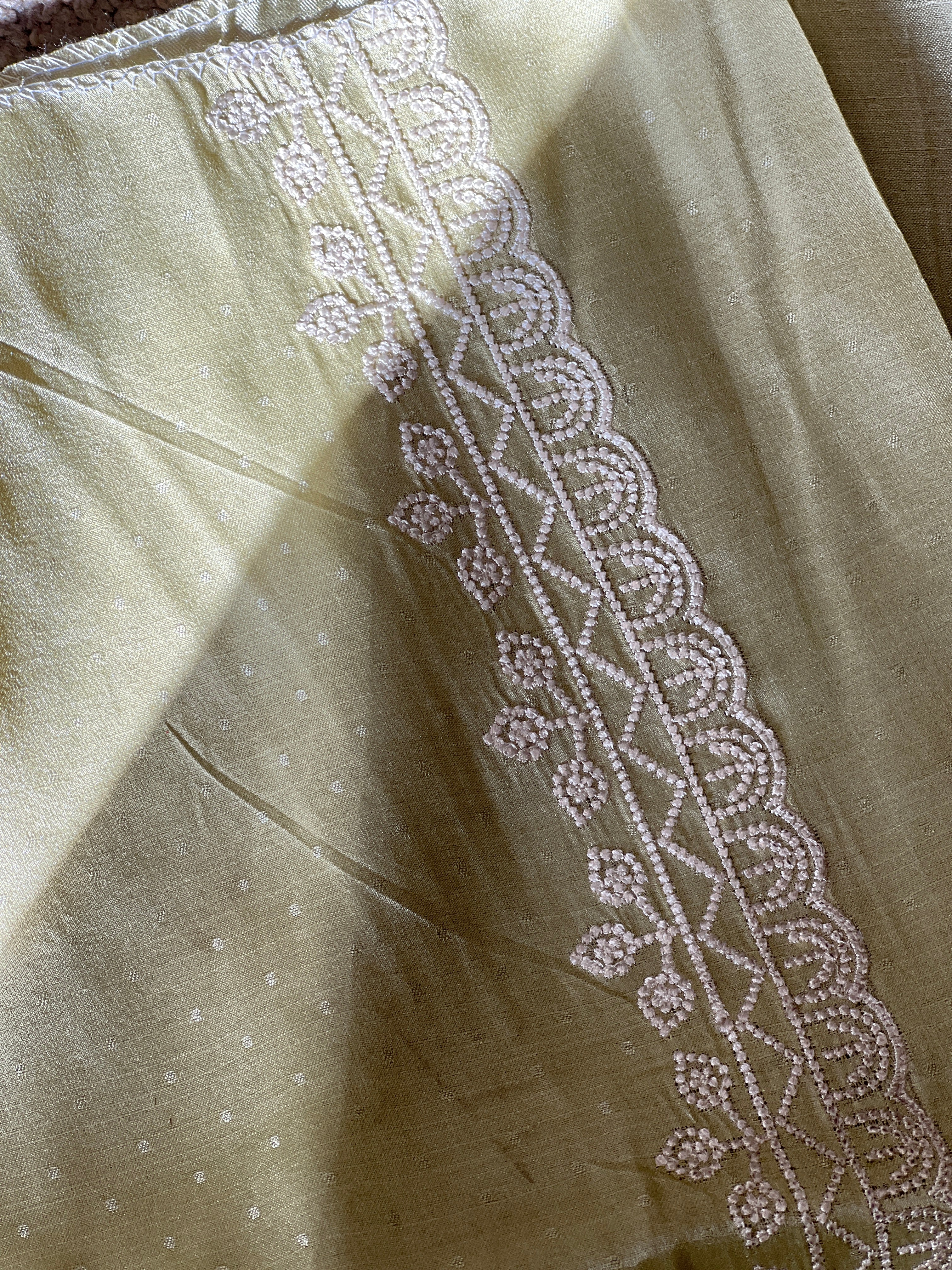 Point Embroidery Detailed Tussar Finish Saree | SUN333