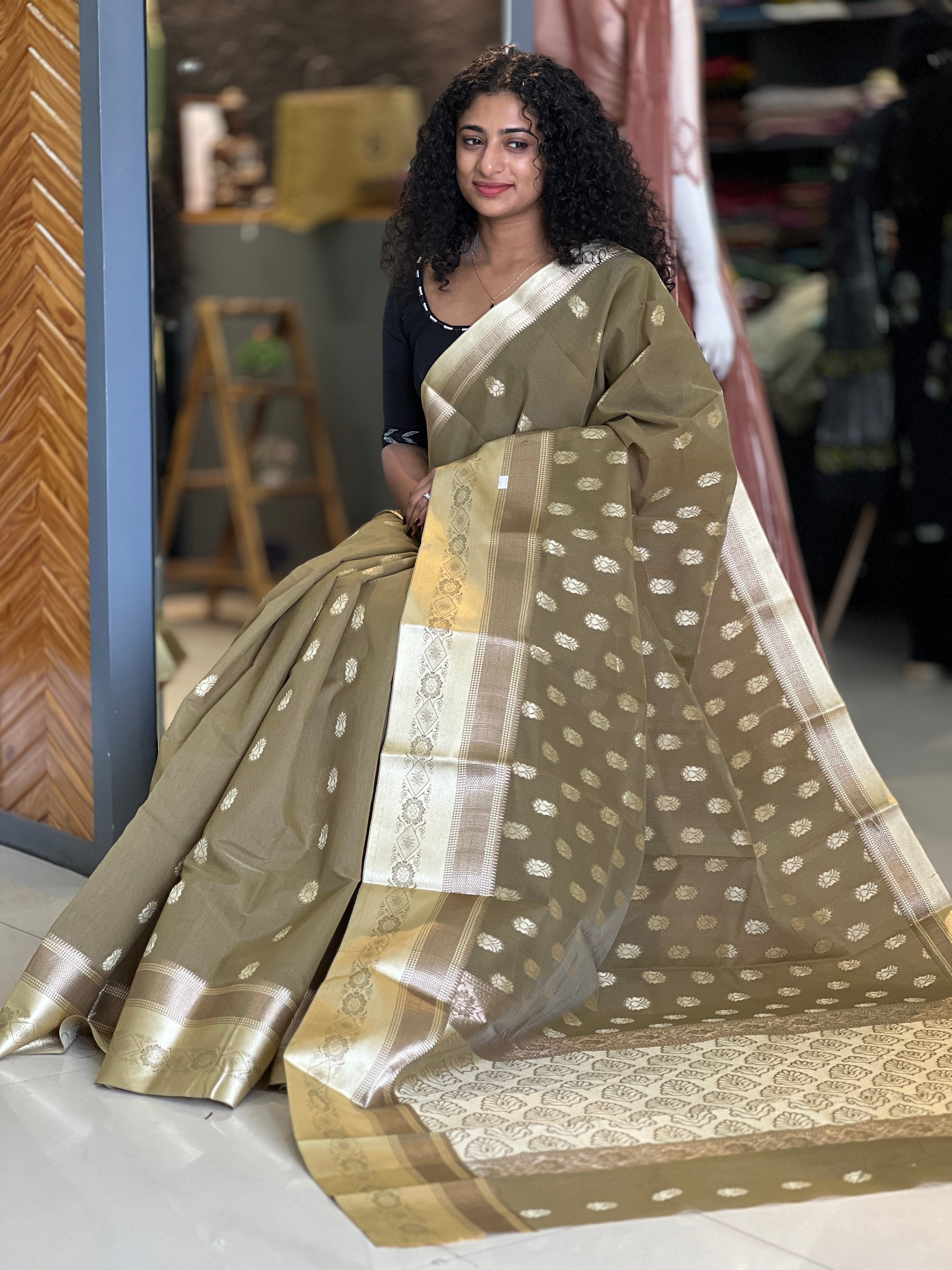 Banarasi Pattern Cotton Blended Saree | NO139