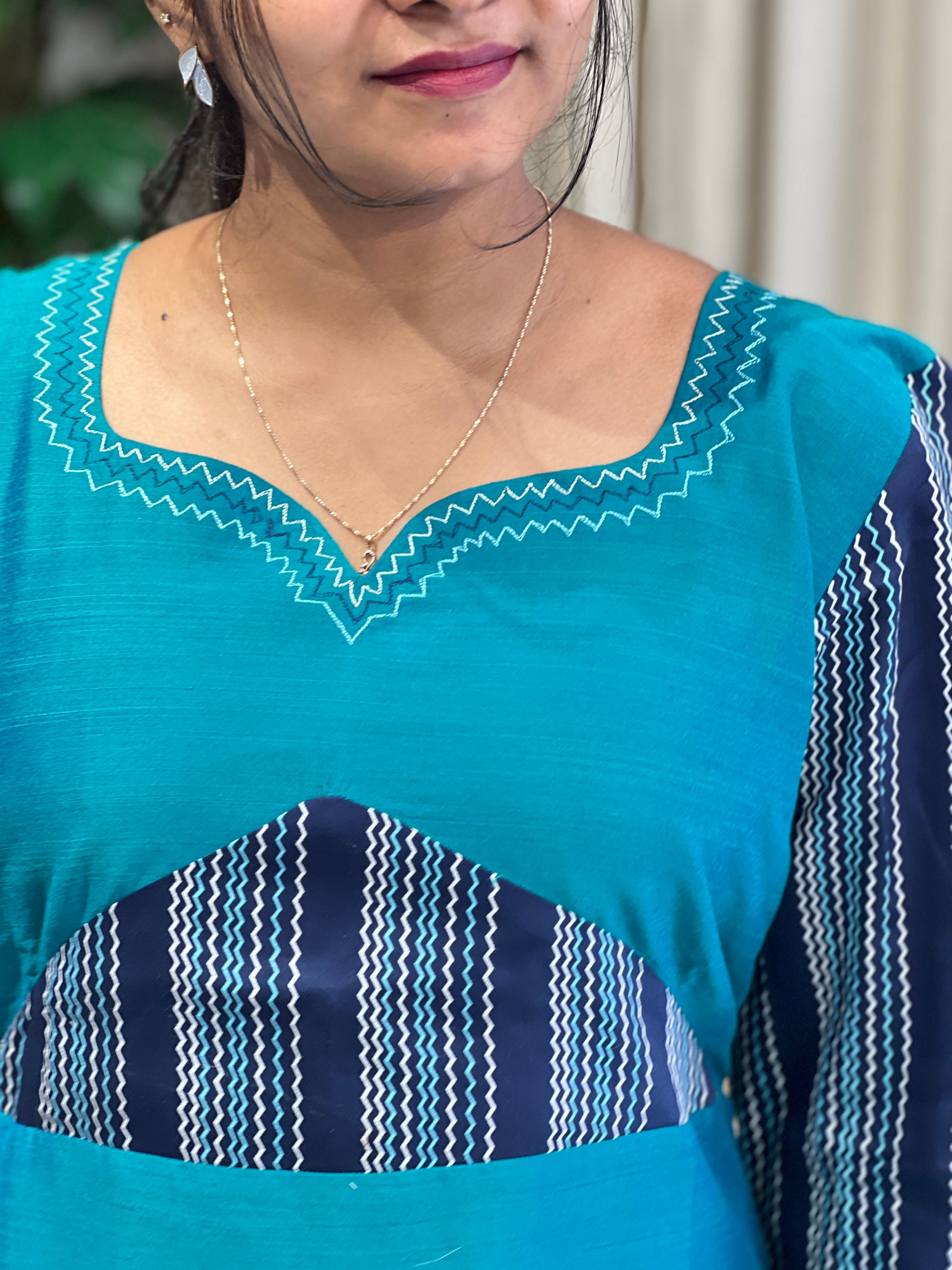 ZigZag Patterned Cotton Kurta | DNT958