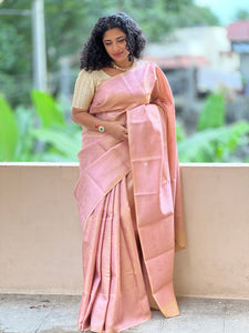 Pink Zari Weaving Semi Silk Saree | KF116