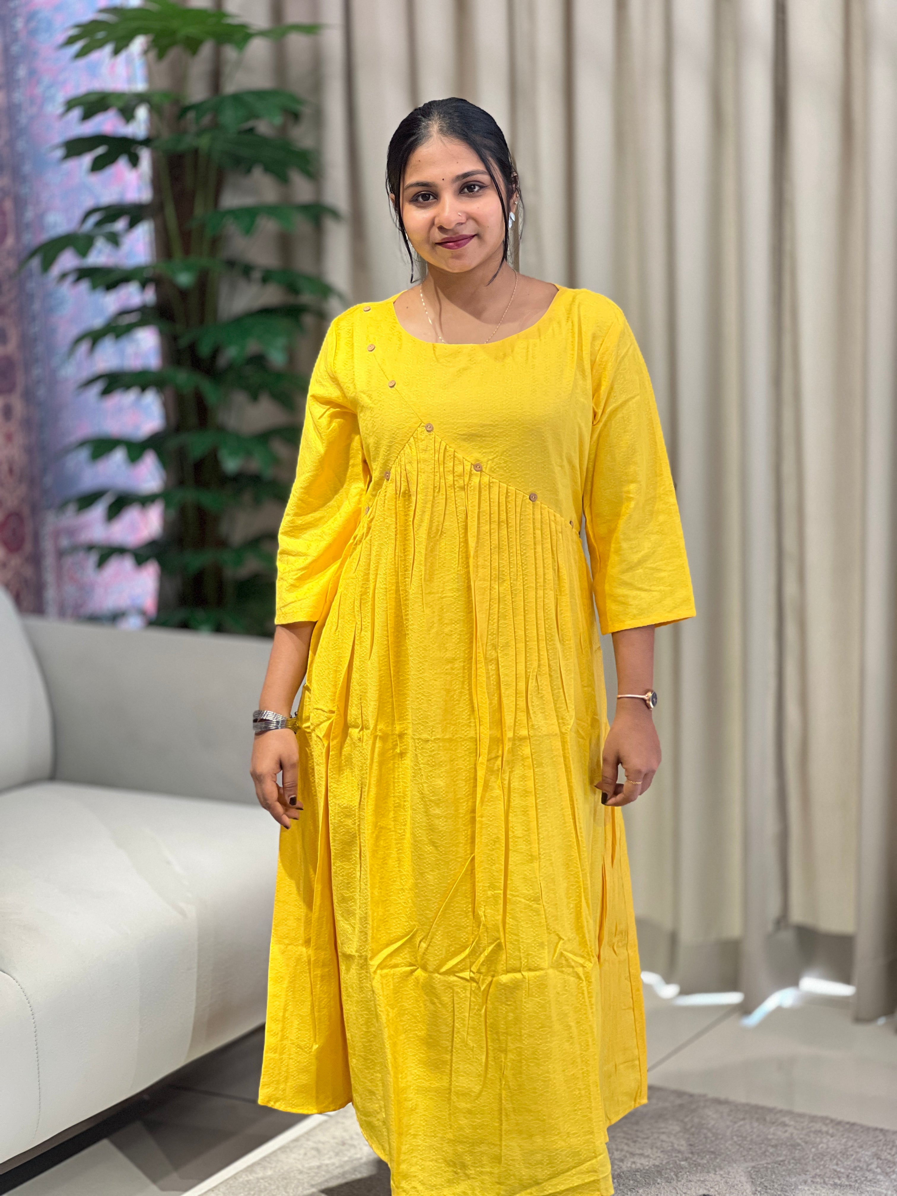 Thread Woven Patterned  Aline Cotton  Kurta | DNT989