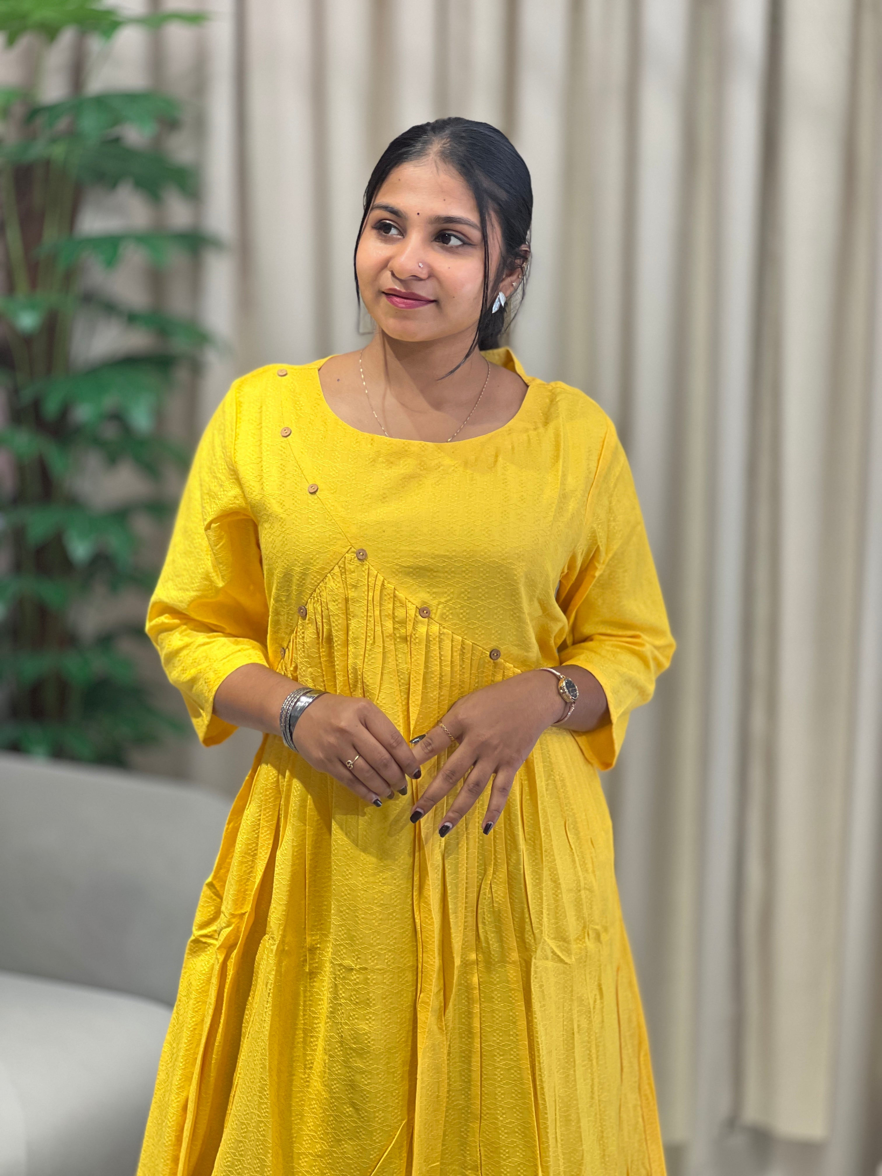 Thread Woven Patterned  Aline Cotton  Kurta | DNT989