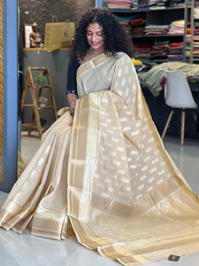 Cream Color Blended Cotton Saree | NO140