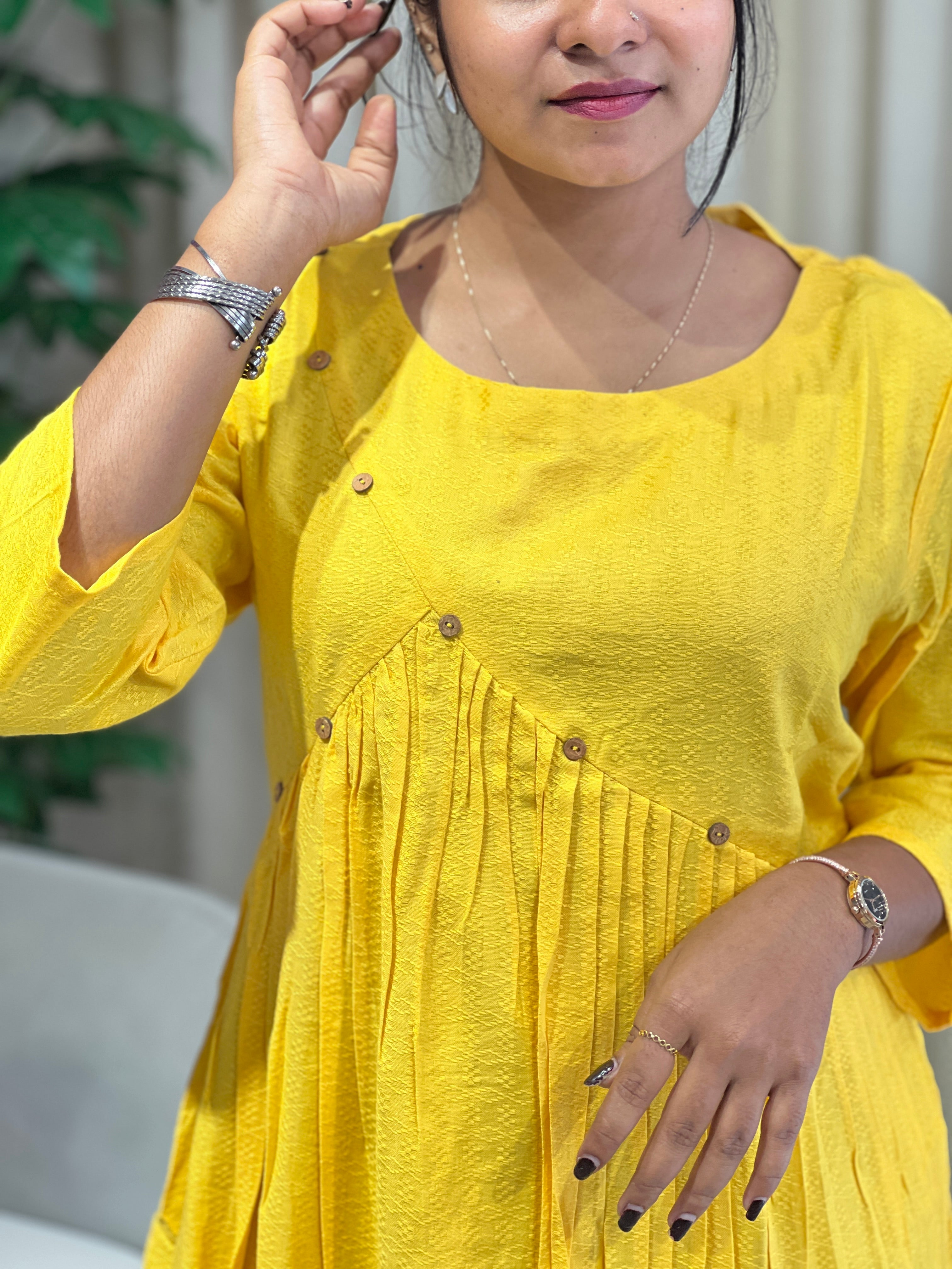 Thread Woven Patterned  Aline Cotton  Kurta | DNT989