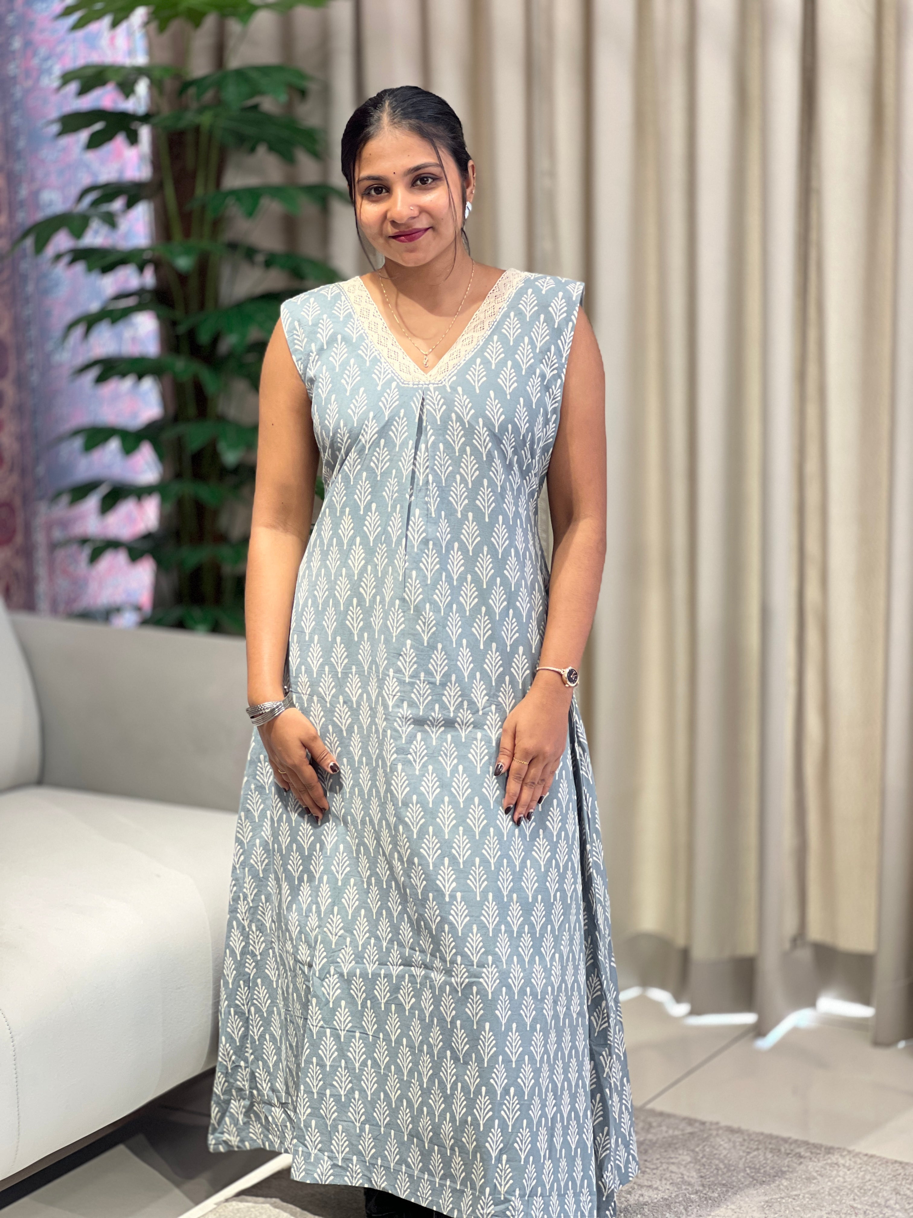 Printed Aline Cotton Kurta | DNT971