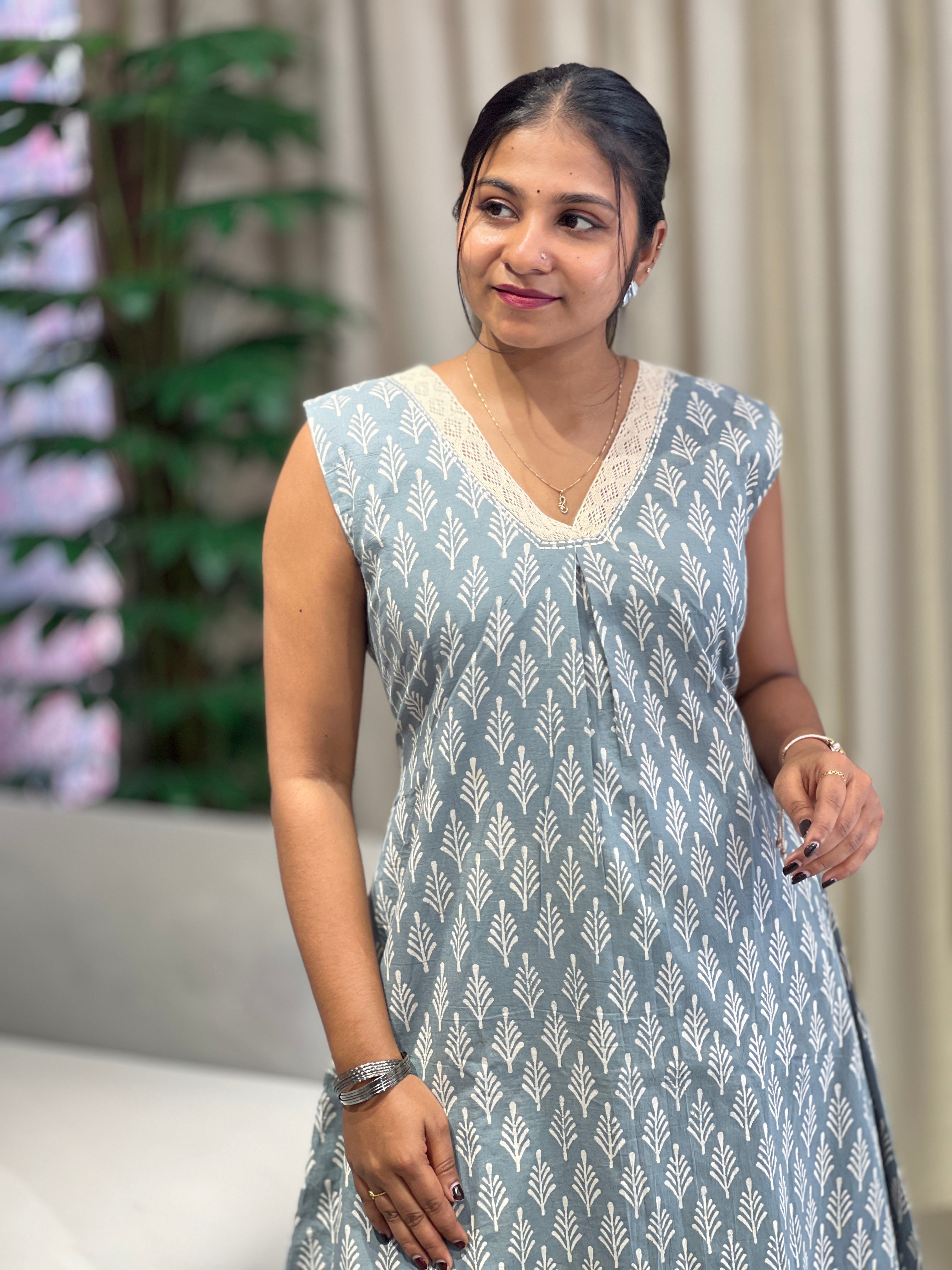 Printed Aline Cotton Kurta | DNT971