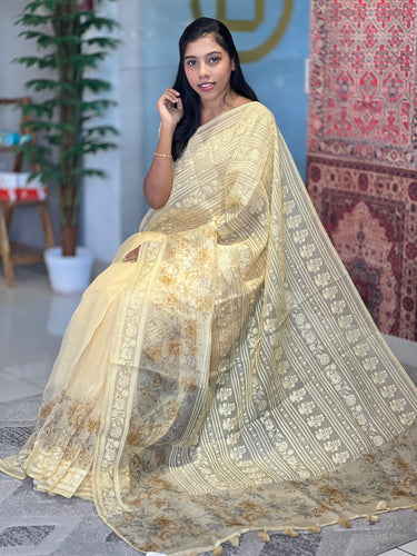 Embroidery &  Floral Digital Silk Organza Saree | SMC135