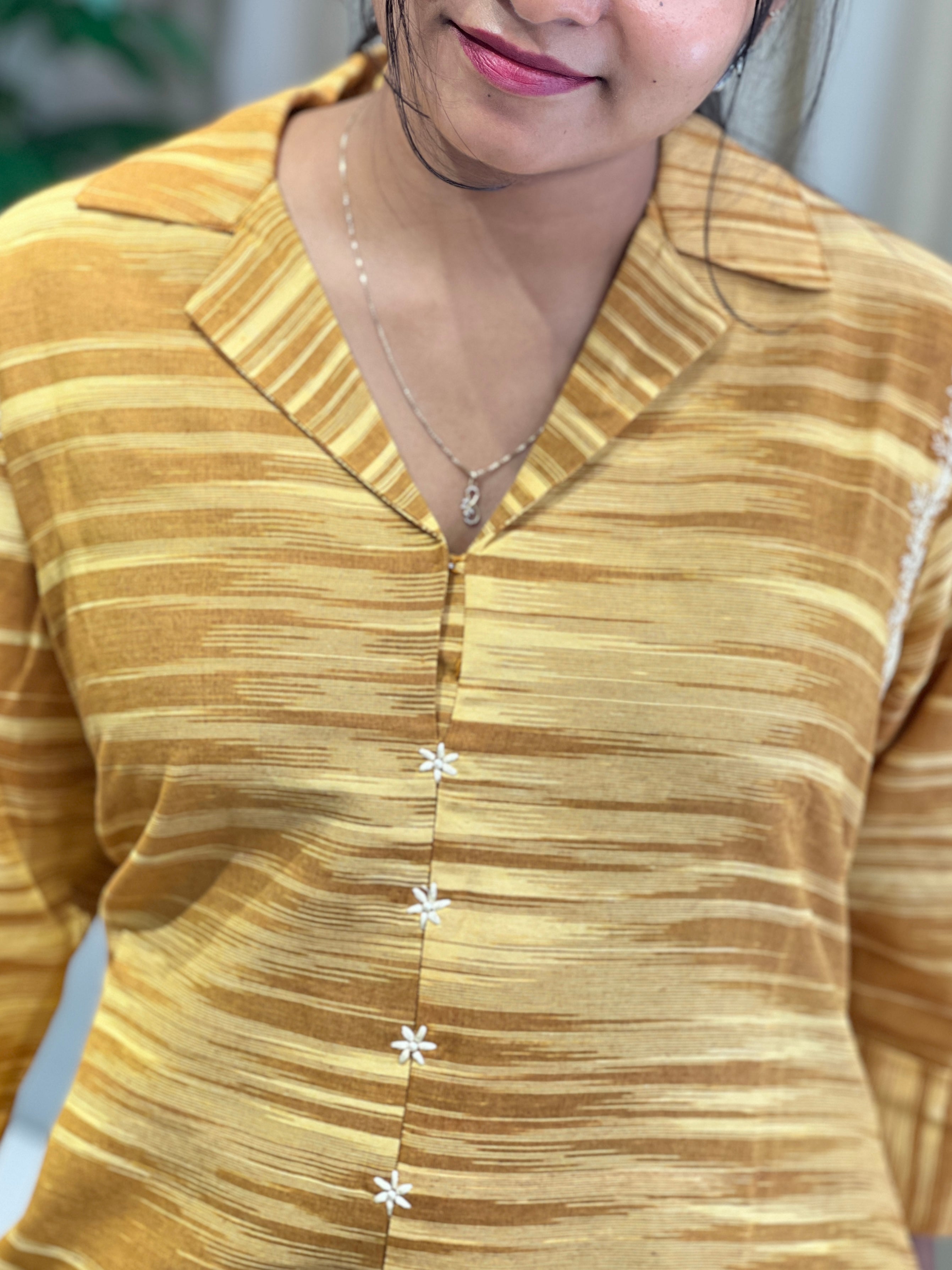 Ikath Inspired Printed Cotton A- Line Kurta | DNT996