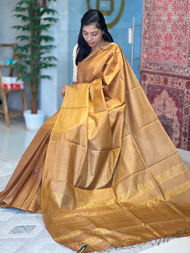 Stripe Weaving Pallu Noil Tussar Saree | HS1138