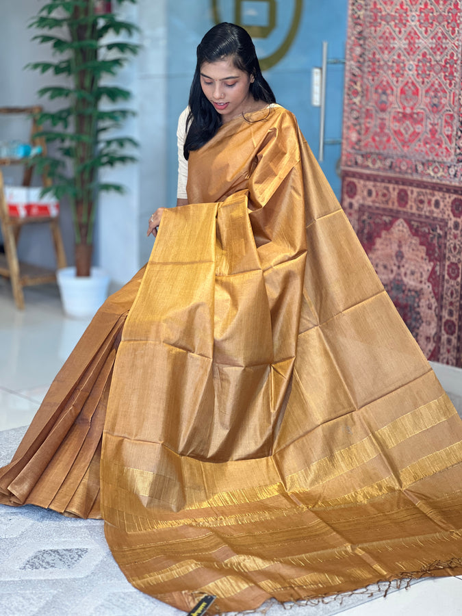 Stripe Weaving Pallu Noil Tussar Saree | HS1138