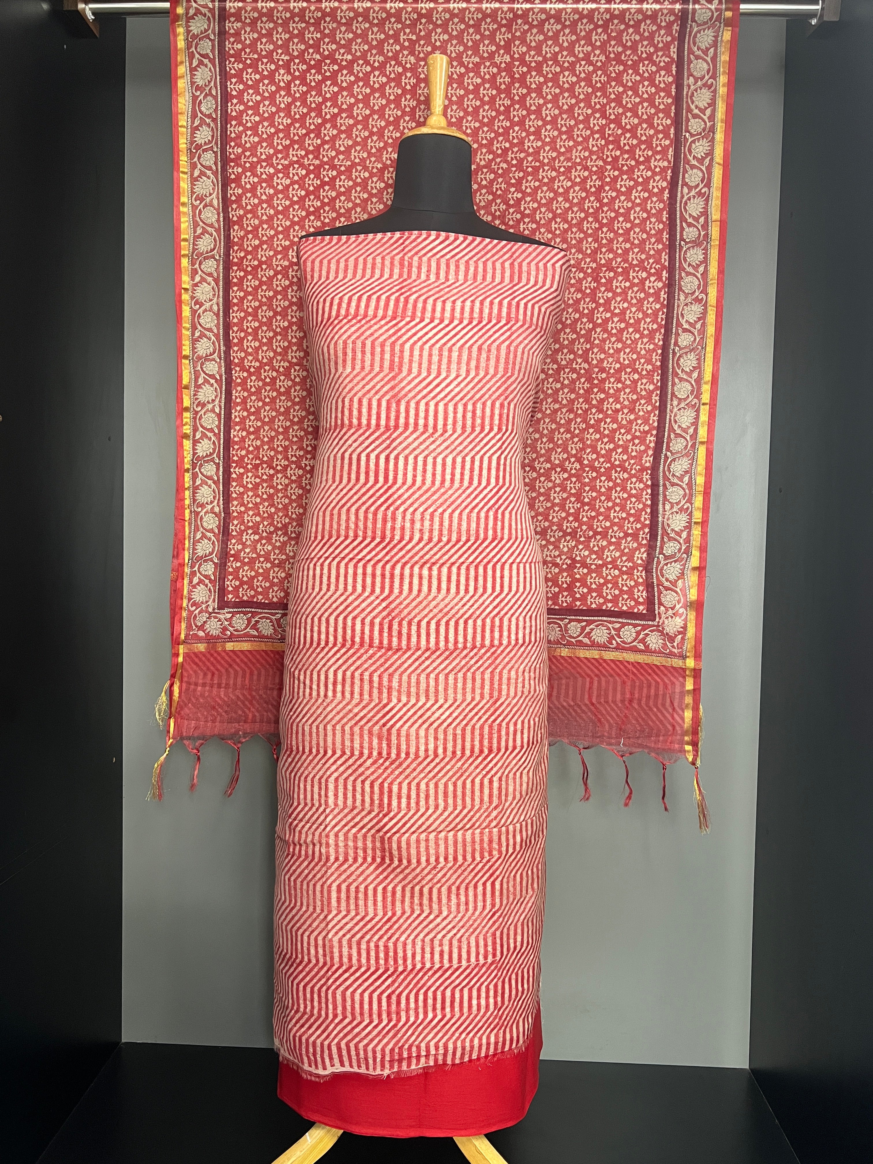 Hand Block Geometric Printed Chanderi Salwar Set | SSC104