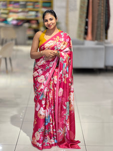 Floral Digital Printed Satin Crepe Saree | SSN336