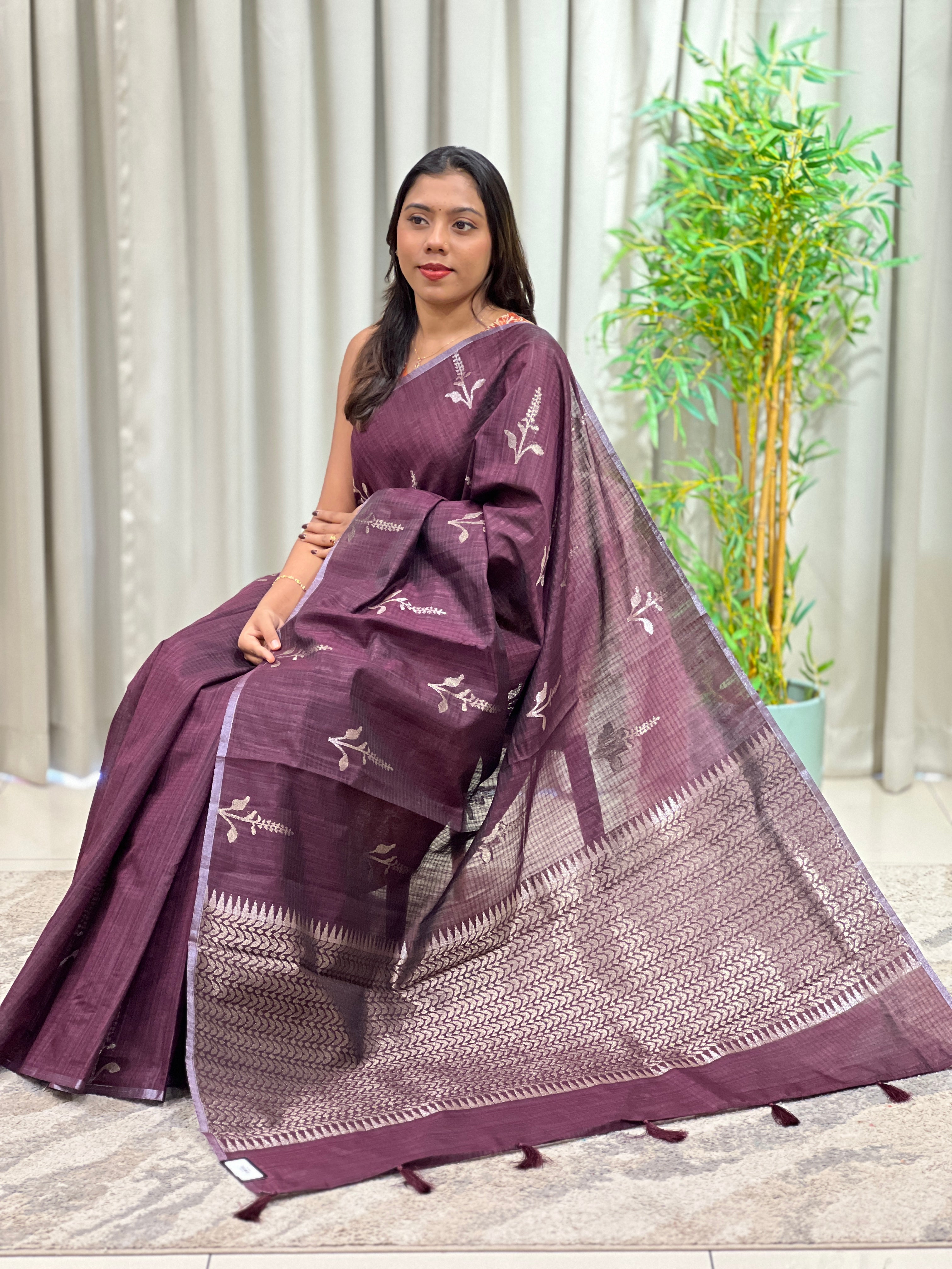 Floral Pattern Cotton Silk Saree  | YNG1664