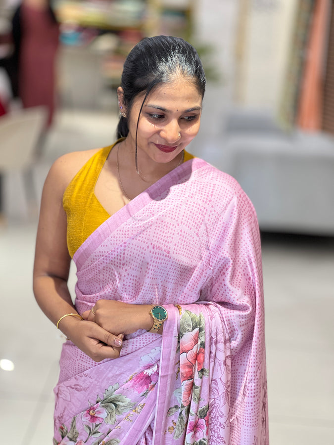 Floral Digital Printed Satin Crepe Saree | SSN332