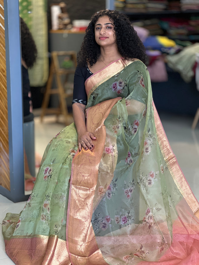 Digital Printed Pure Organza Saree | NO121