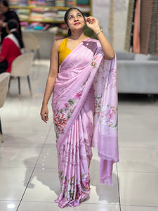 Floral Digital Printed Satin Crepe Saree | SSN332