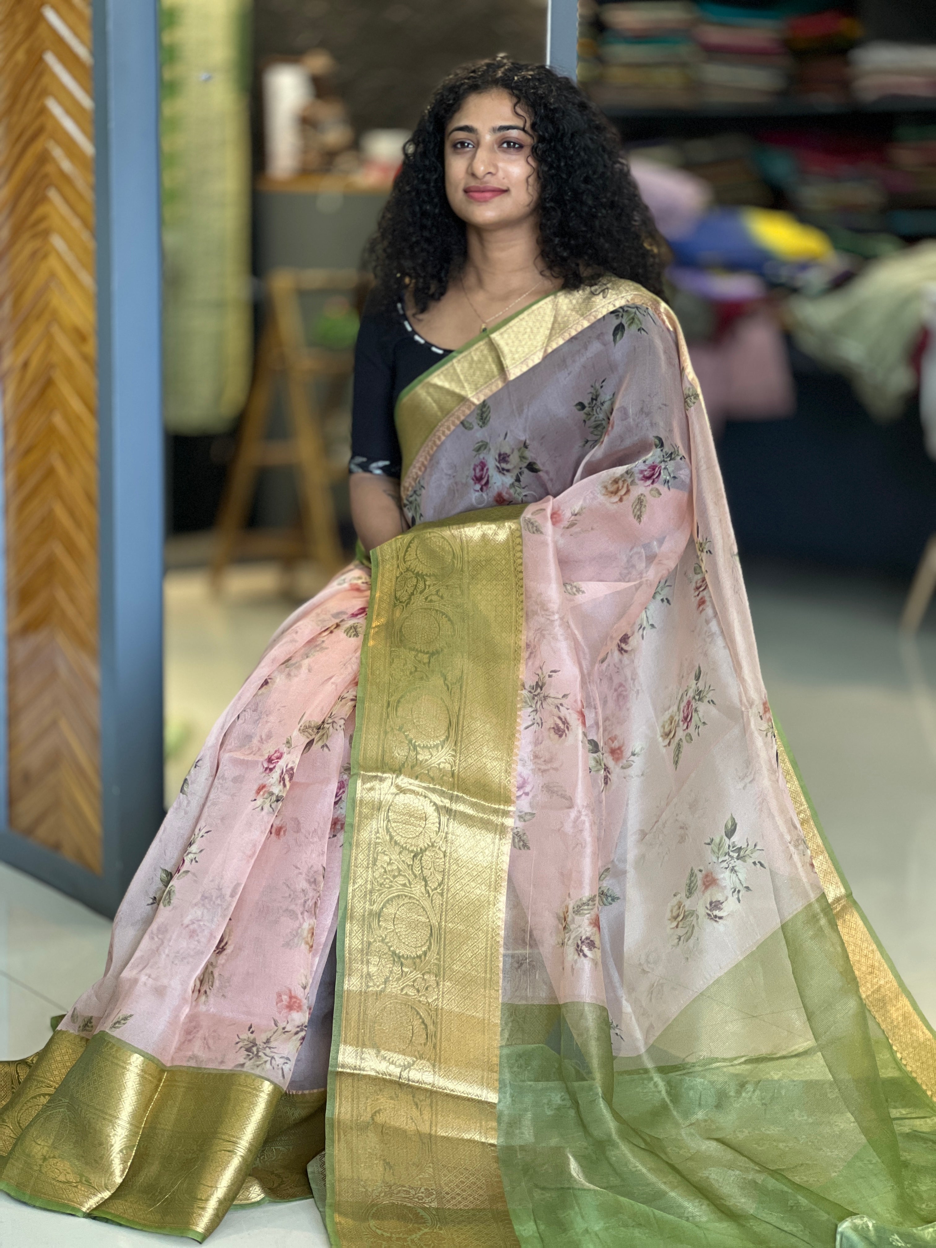 Digital Printed Pure Organza Saree | NO121