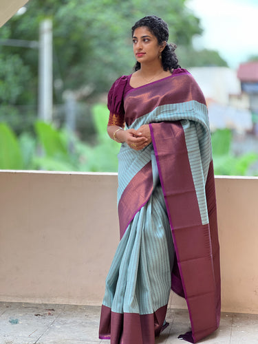 Line weaving Pattern Semi Silk Saree | KF104